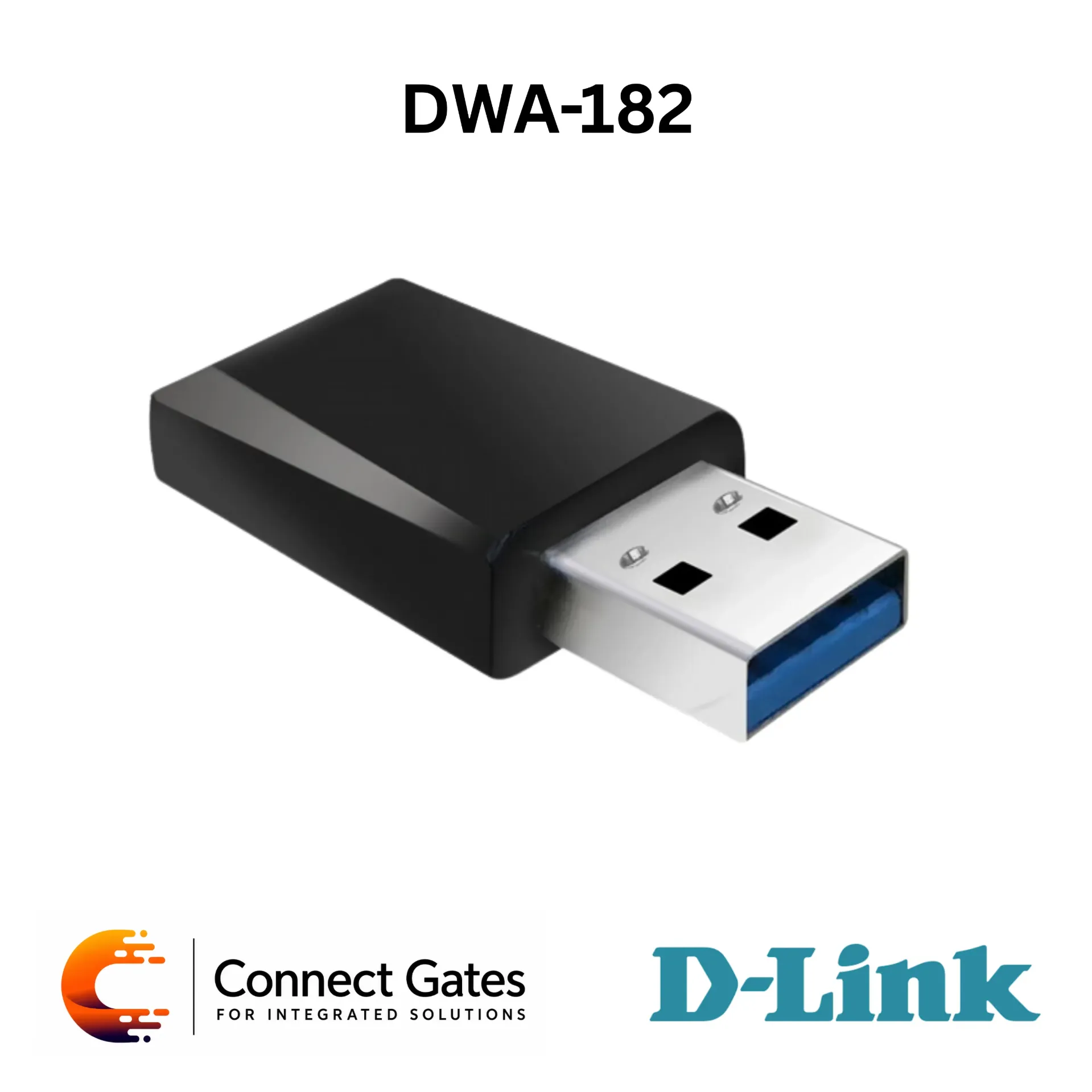 D-Link DWA-182 – Wireless AC1200 Dual Band USB Adapter with 867Mbps 5GHz, 300Mbps 2.4GHz, WPS, Integrated Antenna & WPA/WPA2 Security