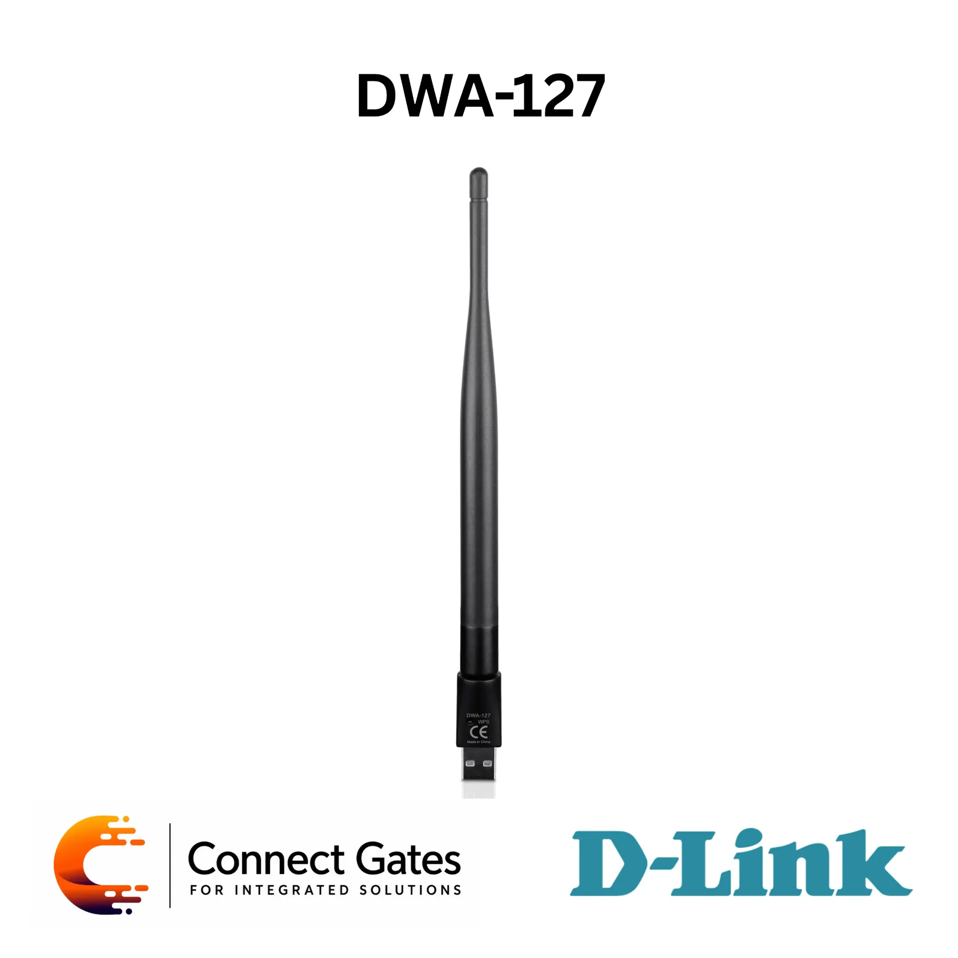 D-Link DWA-127 – Wireless N150 High-Gain USB Adapter with USB 2.0, 2.4GHz Wi-Fi, Rotatable 3dBi Antenna, WPA/WPA2 Security & WPS