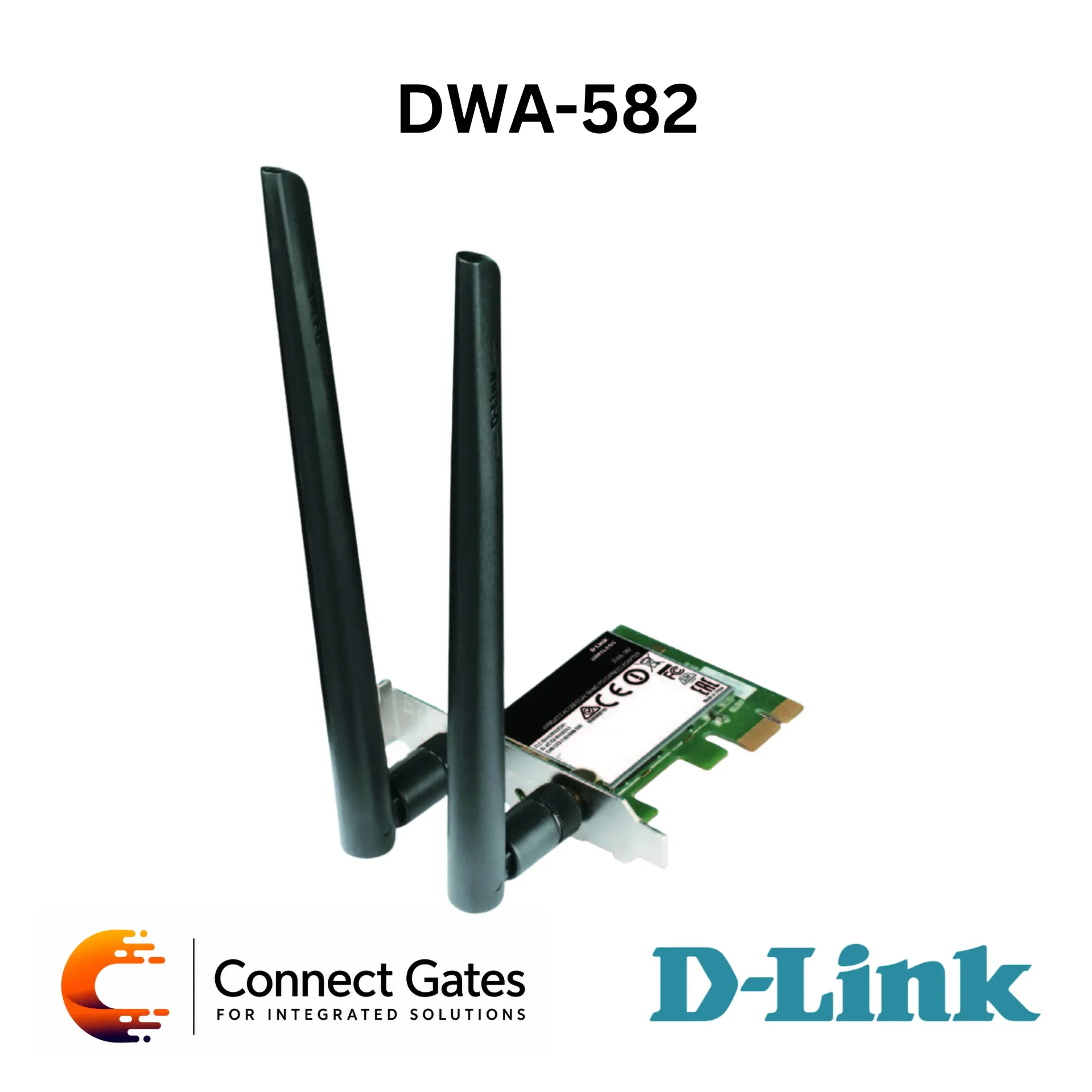 D-Link DWA-582 – Wireless AC1200 Dual Band PCI Express Adapter with 2.4GHz/5GHz Wi-Fi, Two 4dBi External Antennas, WPA/WPA2 Security & WPS