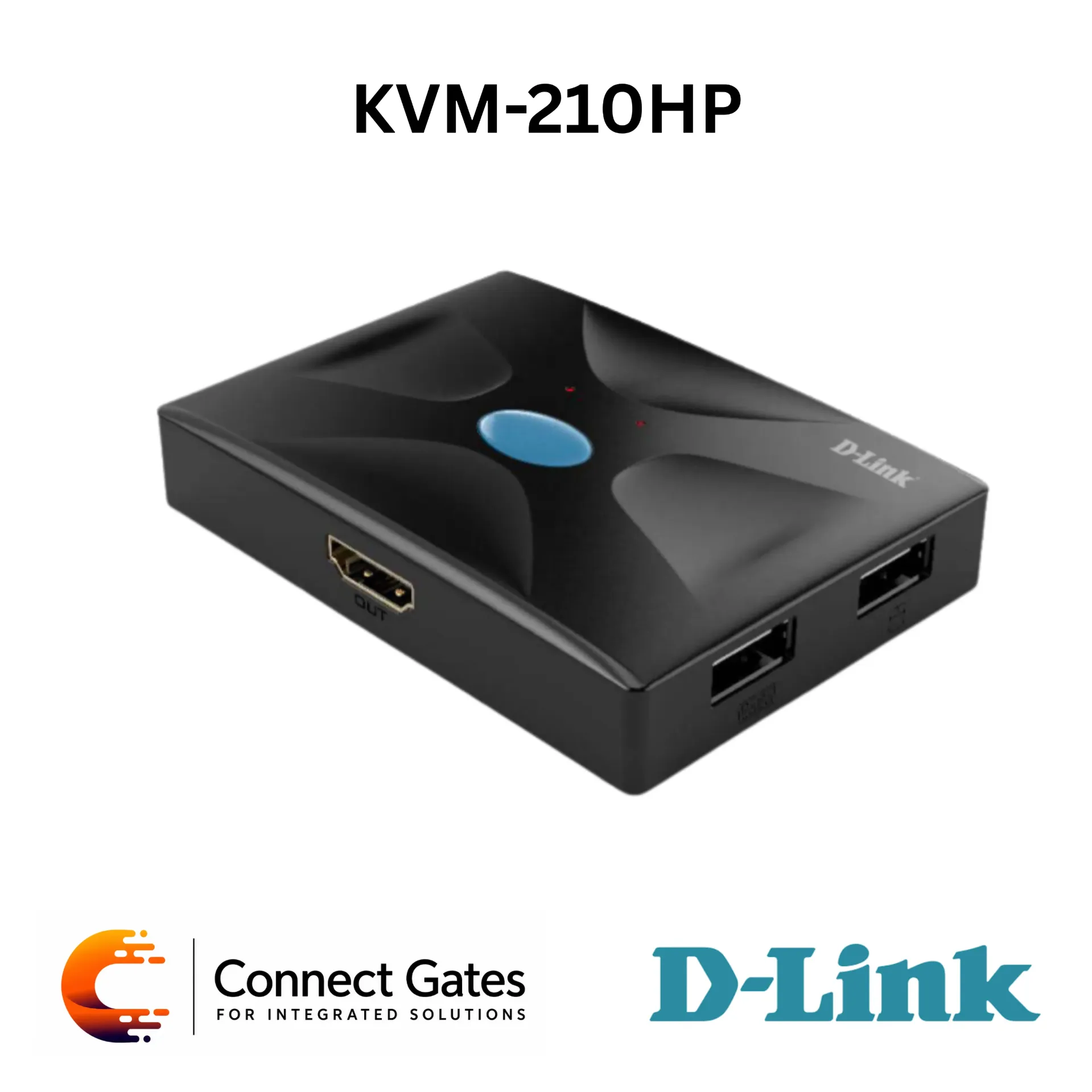 D-Link KVM-210HP – 2-Port HDMI KVM Switch with USB 2.0, 4K@30Hz Resolution, Desktop Controller, Plug-and-Play & Wide Screen Support