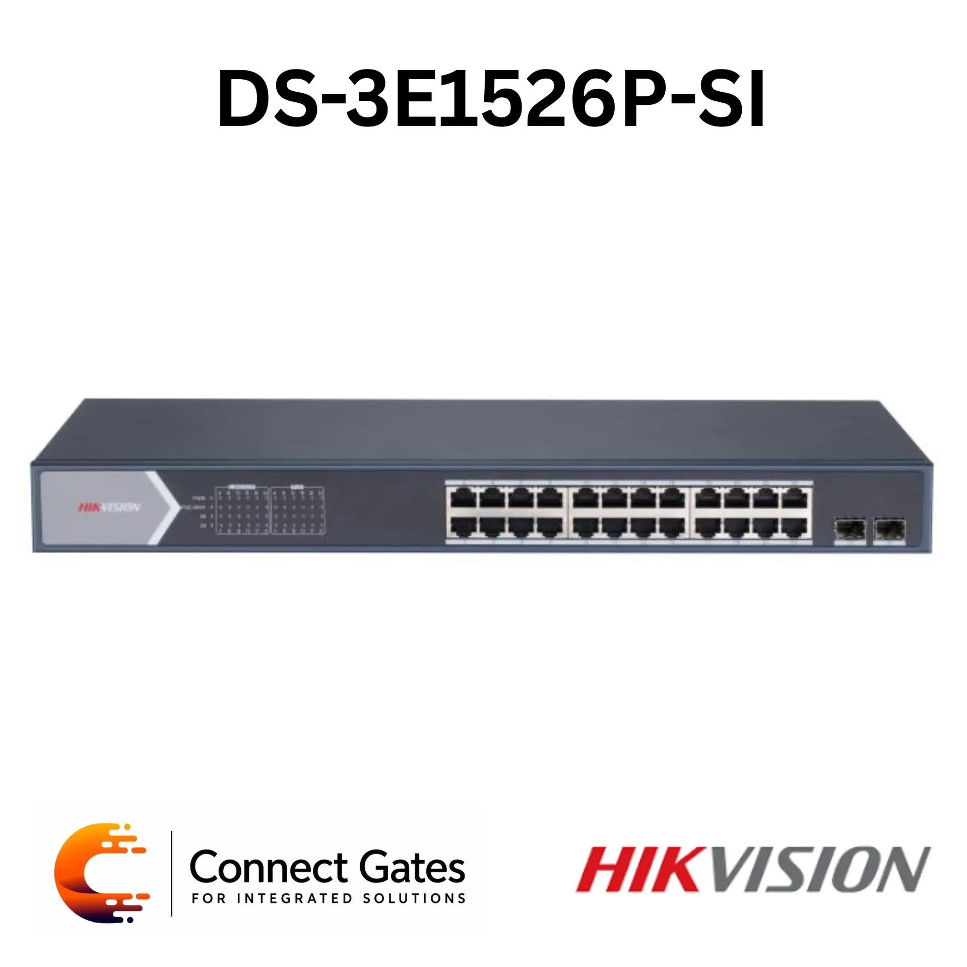 [DS-3E1526P-SI] Hikvision DS-3E1526P-SI – Smart Managed 24-Port Gigabit PoE Switch with 24 Gigabit PoE Ports, 2 Gigabit SFP Fiber Ports, 370W PoE Budget, PoE Watchdog, VLAN, STP/RSTP, SNMP, QoS & 300m Long Range PoE