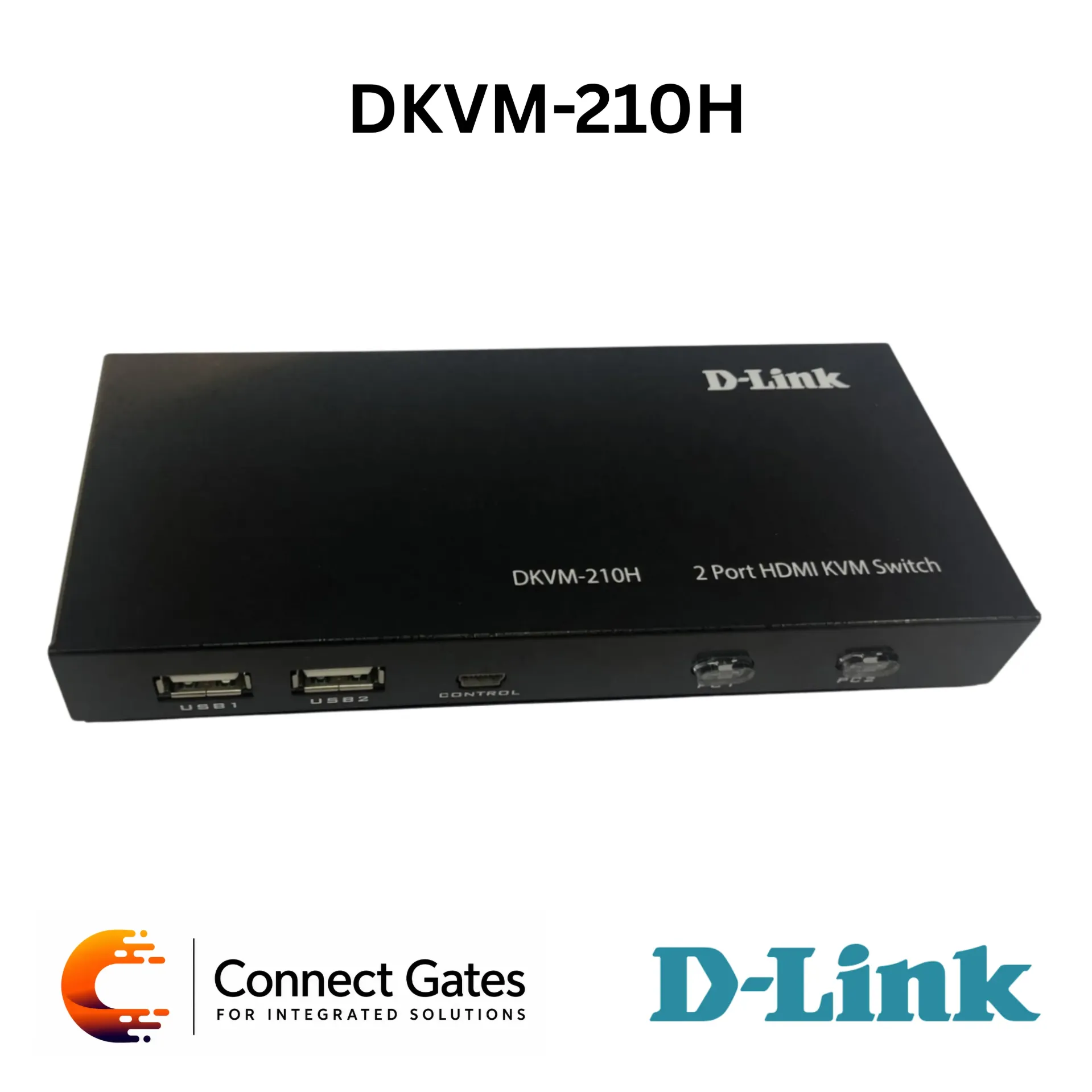 D-Link DKVM-210H – 2-Port KVM Switch with HDMI 2.0, USB Ports, 4K Resolution, Hotkeys, Front Panel Switching, Smart Desktop Controller & Autoscan Mode