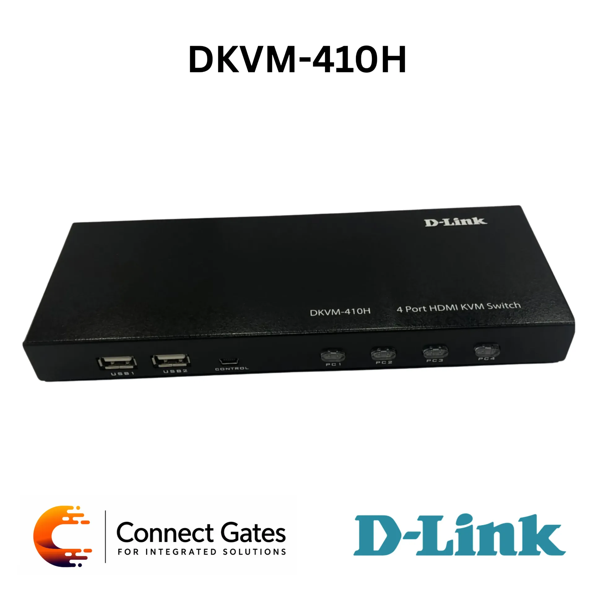 D-Link DKVM-410H – 4-Port KVM Switch with HDMI 2.0, USB Ports, 4K Resolution, Hotkeys, Front Panel Switching, Desktop Controller & Autoscan Mode