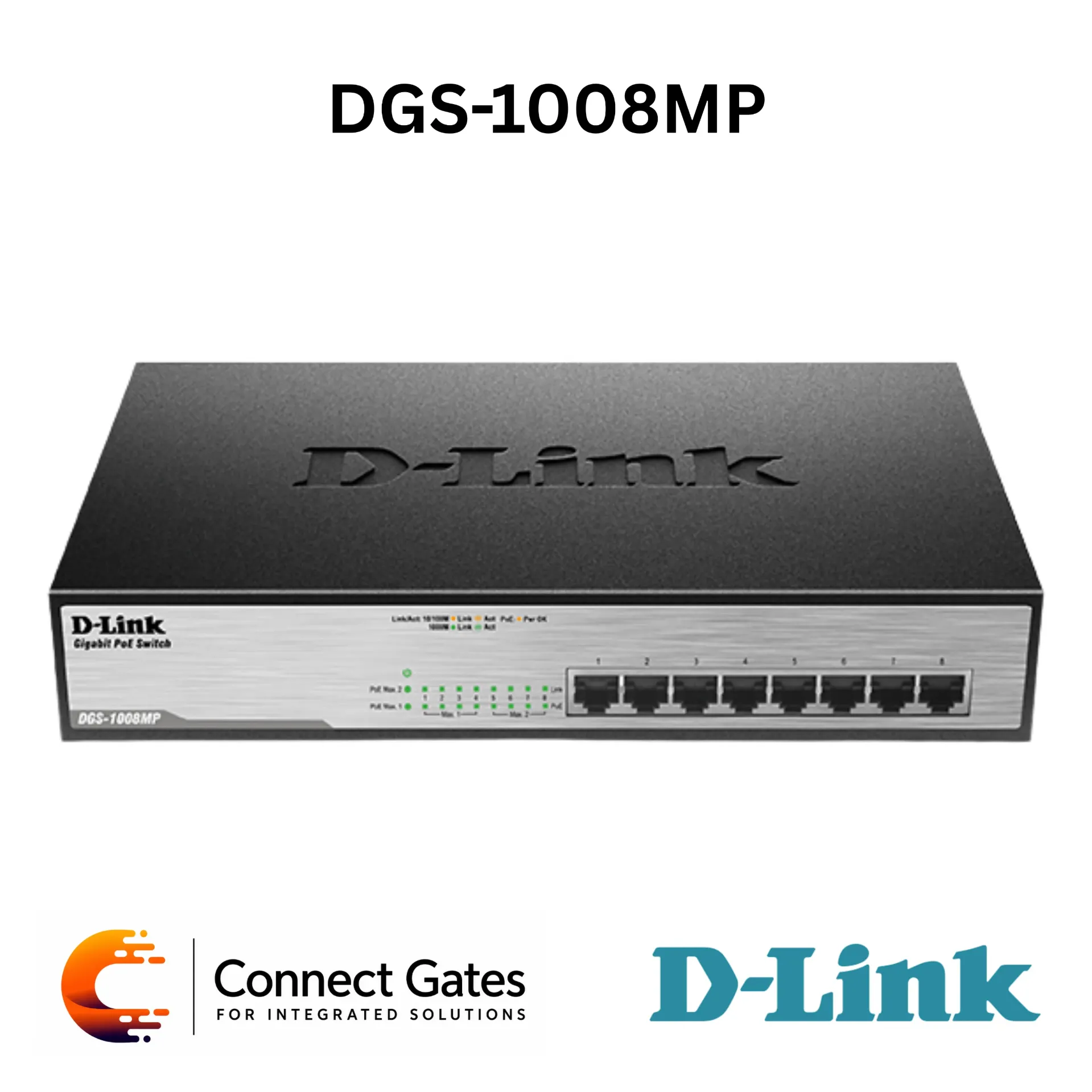 D-Link DGS-1008MP – 8-Port Gigabit Unmanaged PoE Switch with 8 PoE Ports, 140W PoE Budget, IEEE 802.3at, Plug-and-Play, Rack Mountable & Fanless Design