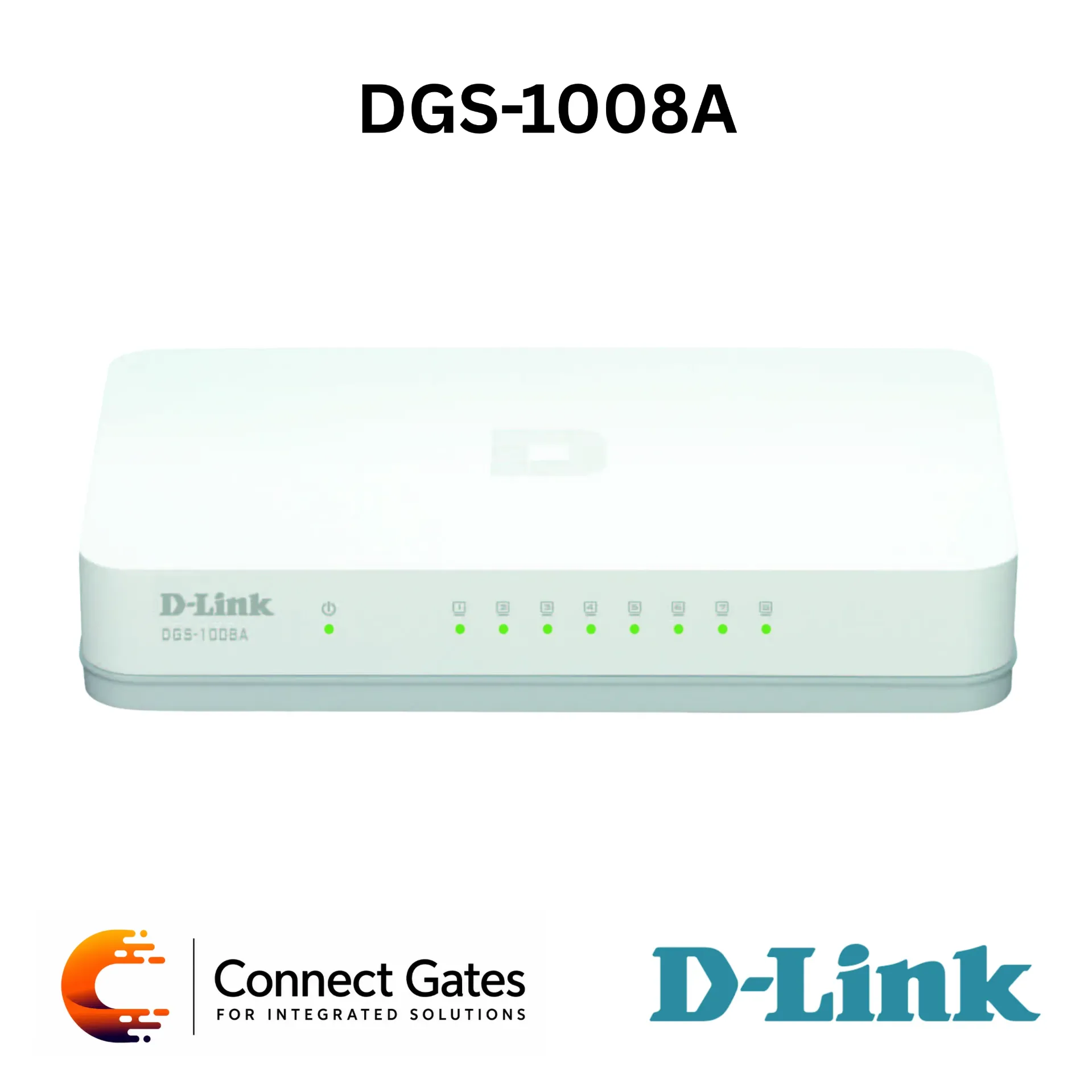 D-Link DGS-1008A – 8-Port Gigabit Switch with 10/100/1000Mbps Ports, QoS, Jumbo Frames, Cable Diagnostics, Green Ethernet & Plug-and-Play Design