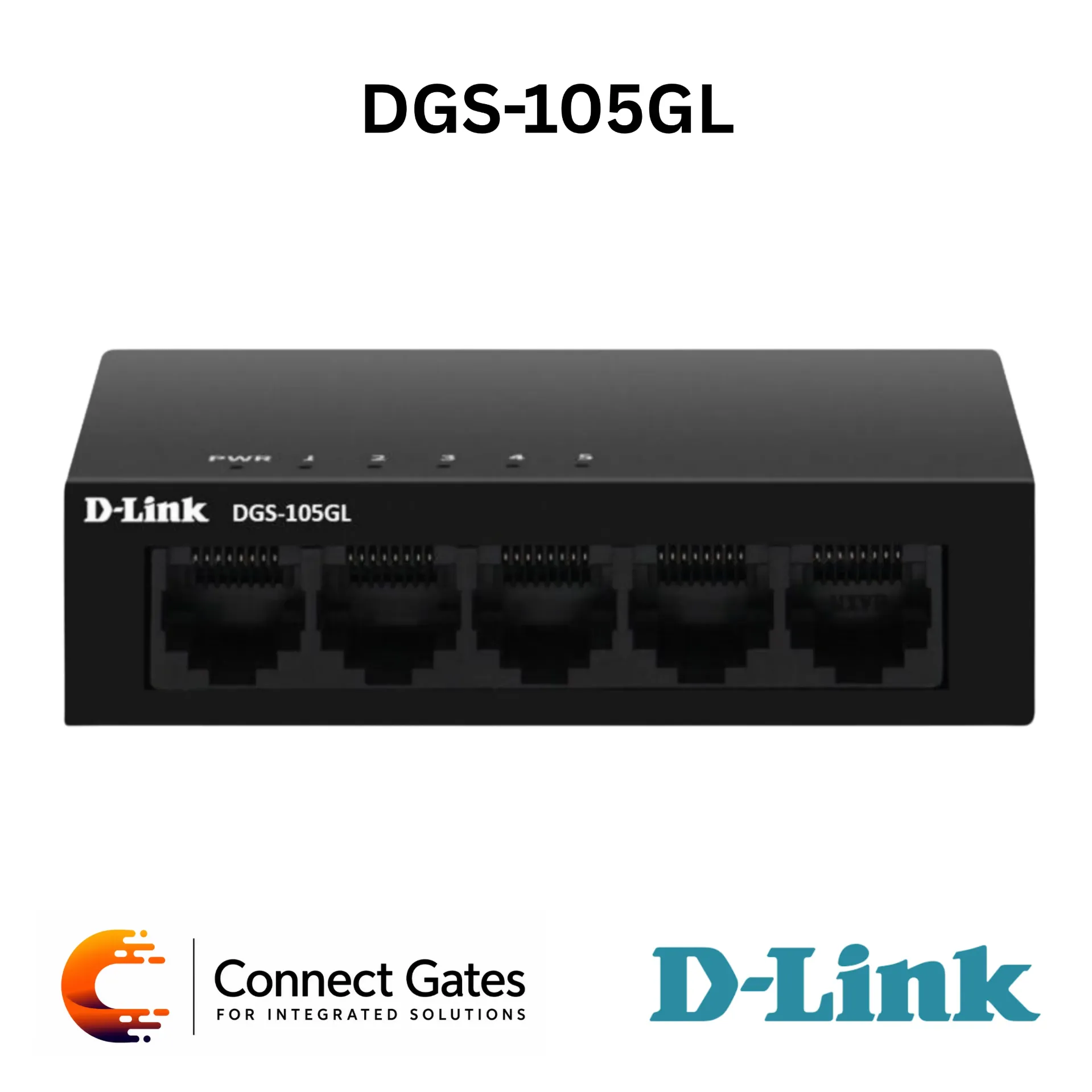 D-Link DGS-105GL – 5-Port Gigabit Desktop Switch with 10/100/1000Mbps Ports, Metal Housing, Plug-and-Play, Flow Control & Energy-Efficient Ethernet