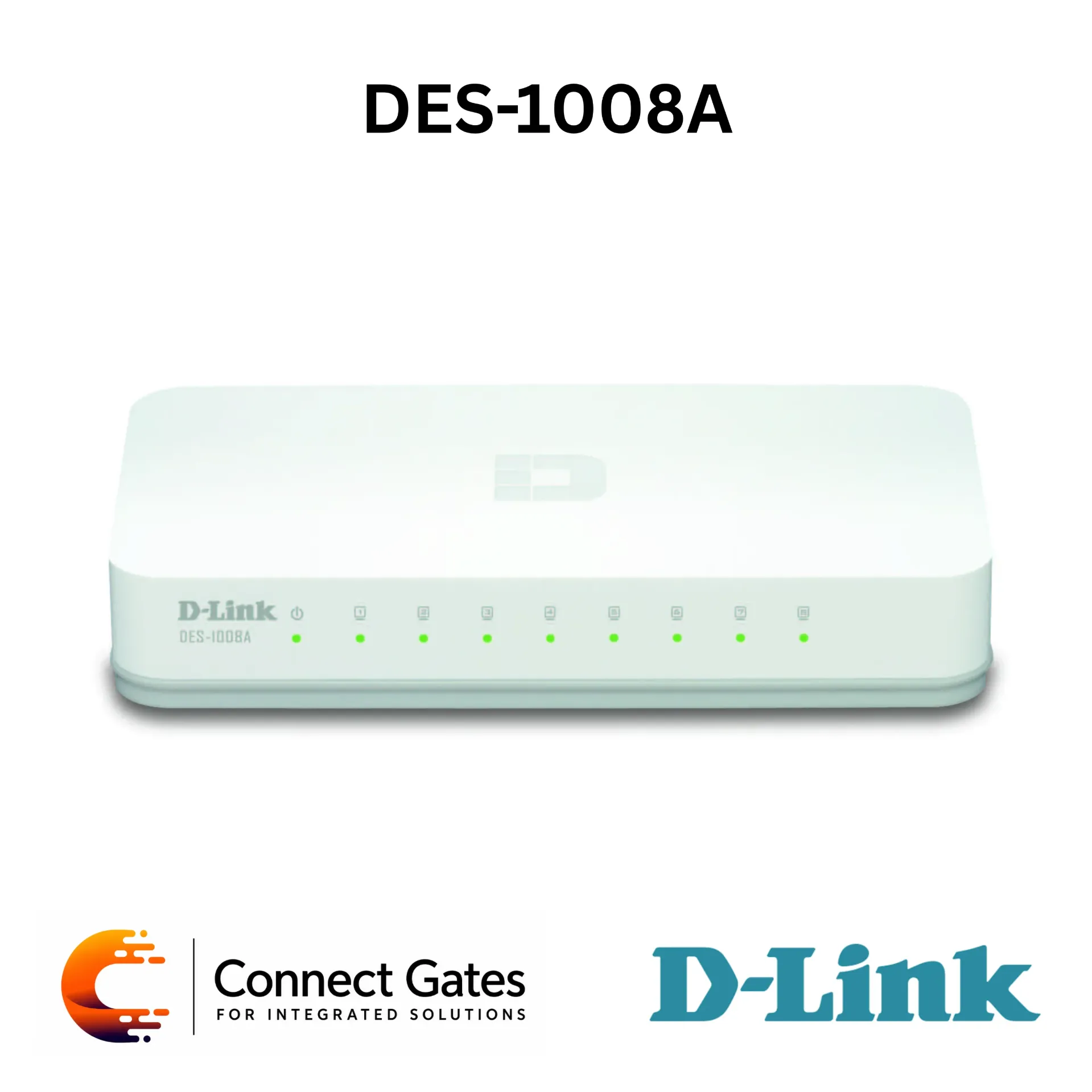D-Link DES-1008A – 8-Port 10/100 Fast Ethernet Switch with Auto-Sensing Ports, Auto MDI/MDIX, Flow Control, Plug-and-Play & Store-and-Forward Switching