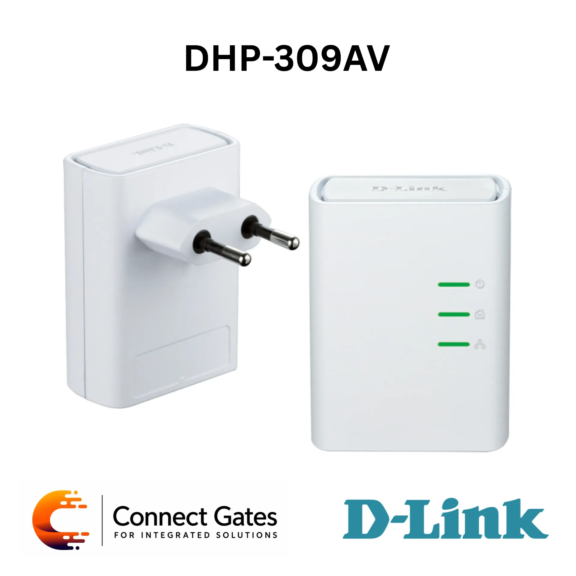 [DHP-309AV] D-Link DHP-309AV – PowerLine AV+ Mini Adapter Starter Kit with 2× Powerline Adapters, 200Mbps Powerline Speed, 10/100 Ethernet Port, HomePlug AV, 128-bit AES Encryption & Plug-and-Connect Setup