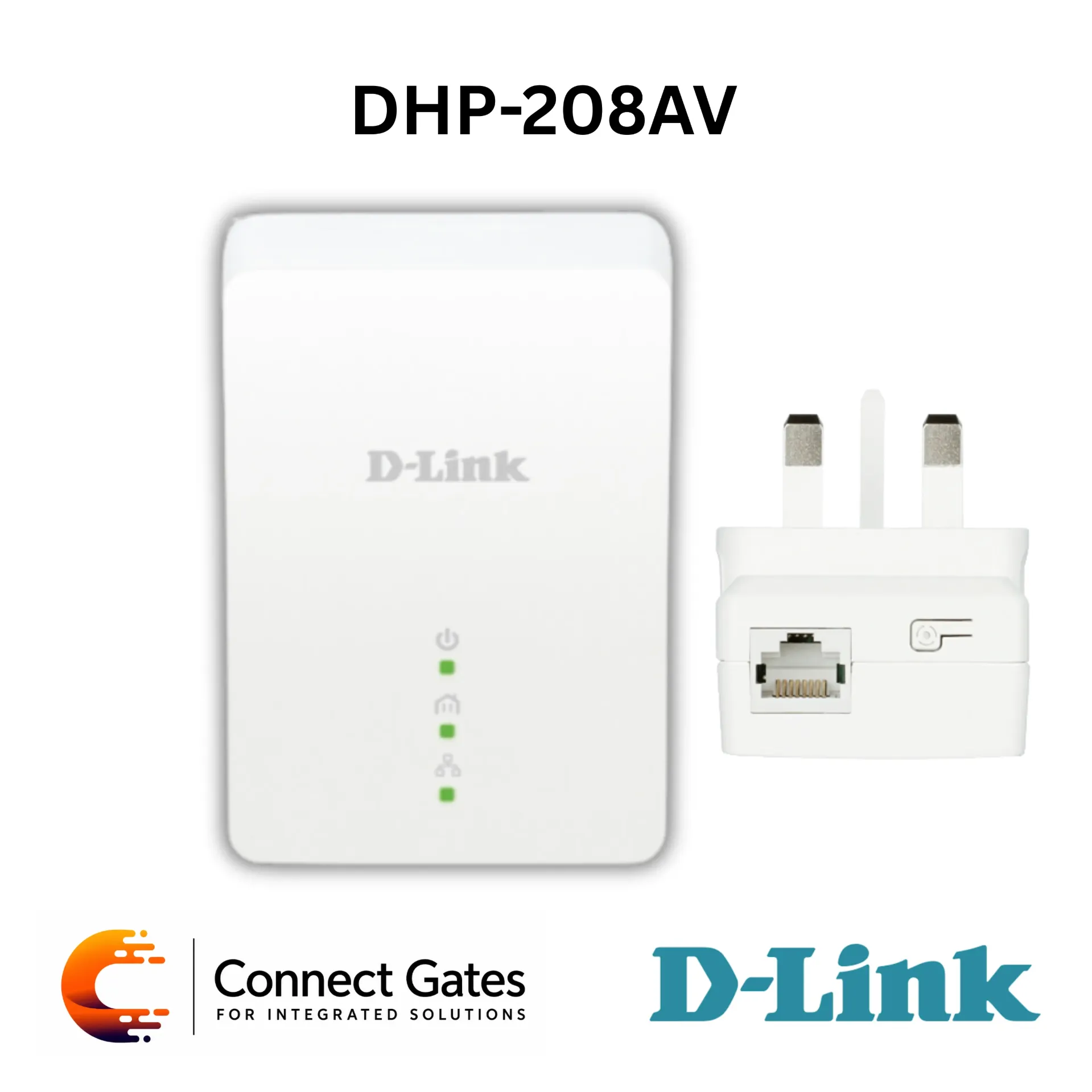 [DHP-208AV] D-Link DHP-208AV – PowerLine AV Mini Adapter with 200Mbps Powerline Speed, 10/100 Fast Ethernet Port, HomePlug AV, IEEE 1901, 128-bit AES Encryption & Compact Plug-in Design
