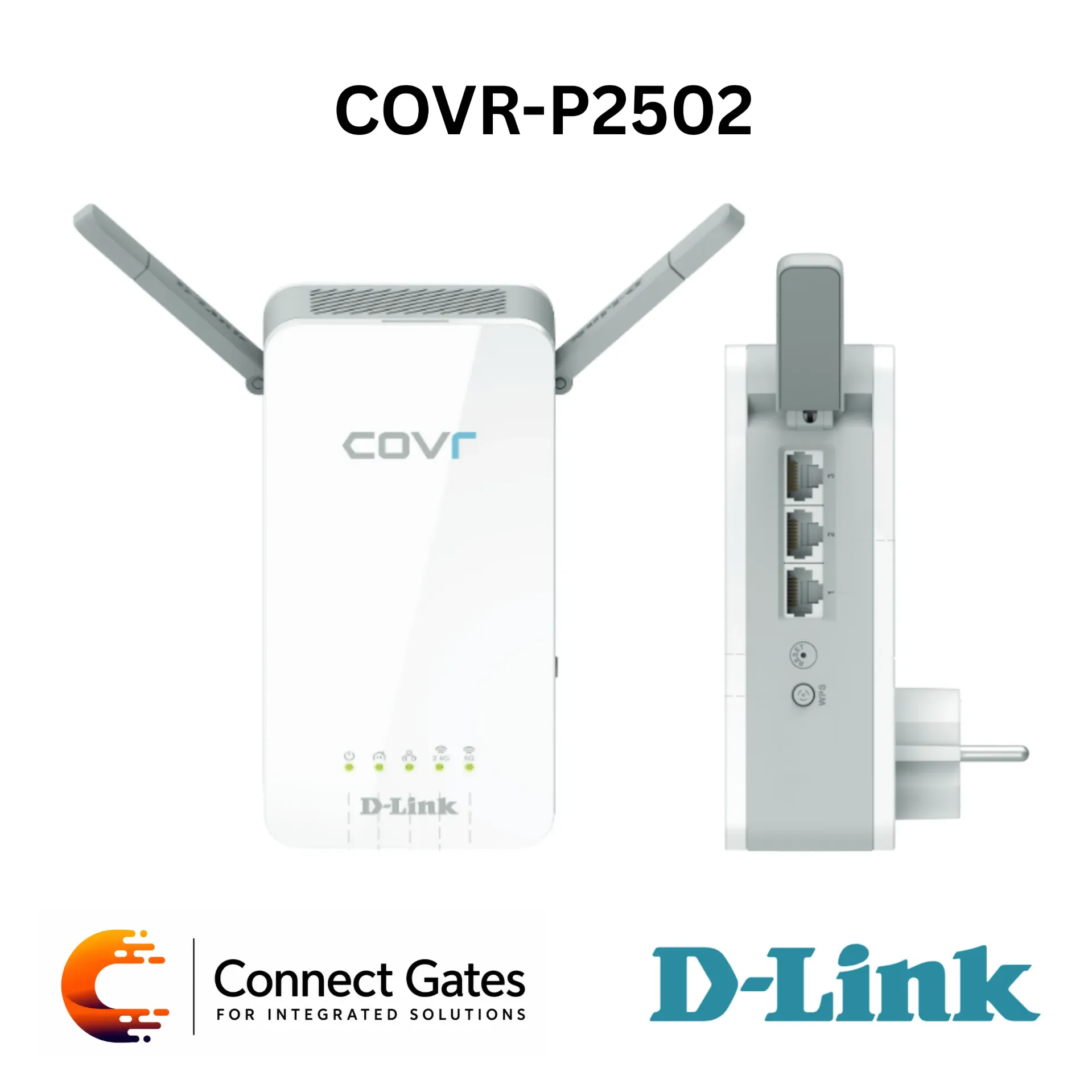 [COVR-P2502] D-Link COVR-P2502 – Hybrid Whole Home Powerline Wi-Fi System with 2× COVR-P2500 Extenders, AC1200 Dual-Band Wi-Fi, 1300Mbps Powerline Backbone, 3× Gigabit LAN Ports per Unit, MU-MIMO, Smart Roaming & Band Steering