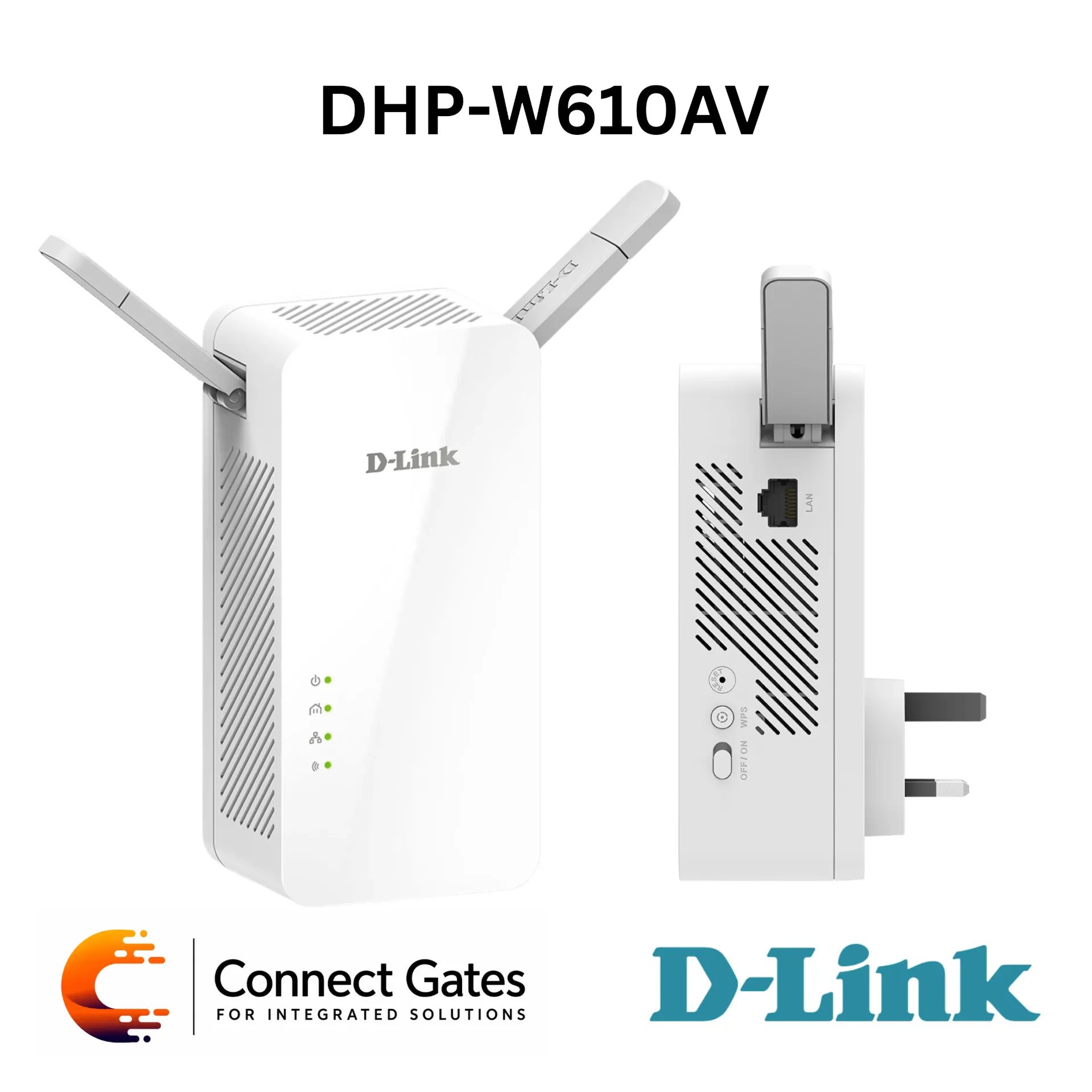 D-Link DHP-W610AV – PowerLine AV2 1000 Wi-Fi AC1200 Adapter with 1000Mbps Powerline, AC1200 Dual-Band Wi-Fi, Gigabit LAN Port, HomePlug AV2.1, WPS, 128-bit AES Encryption, QoS & Clone My Wi-Fi