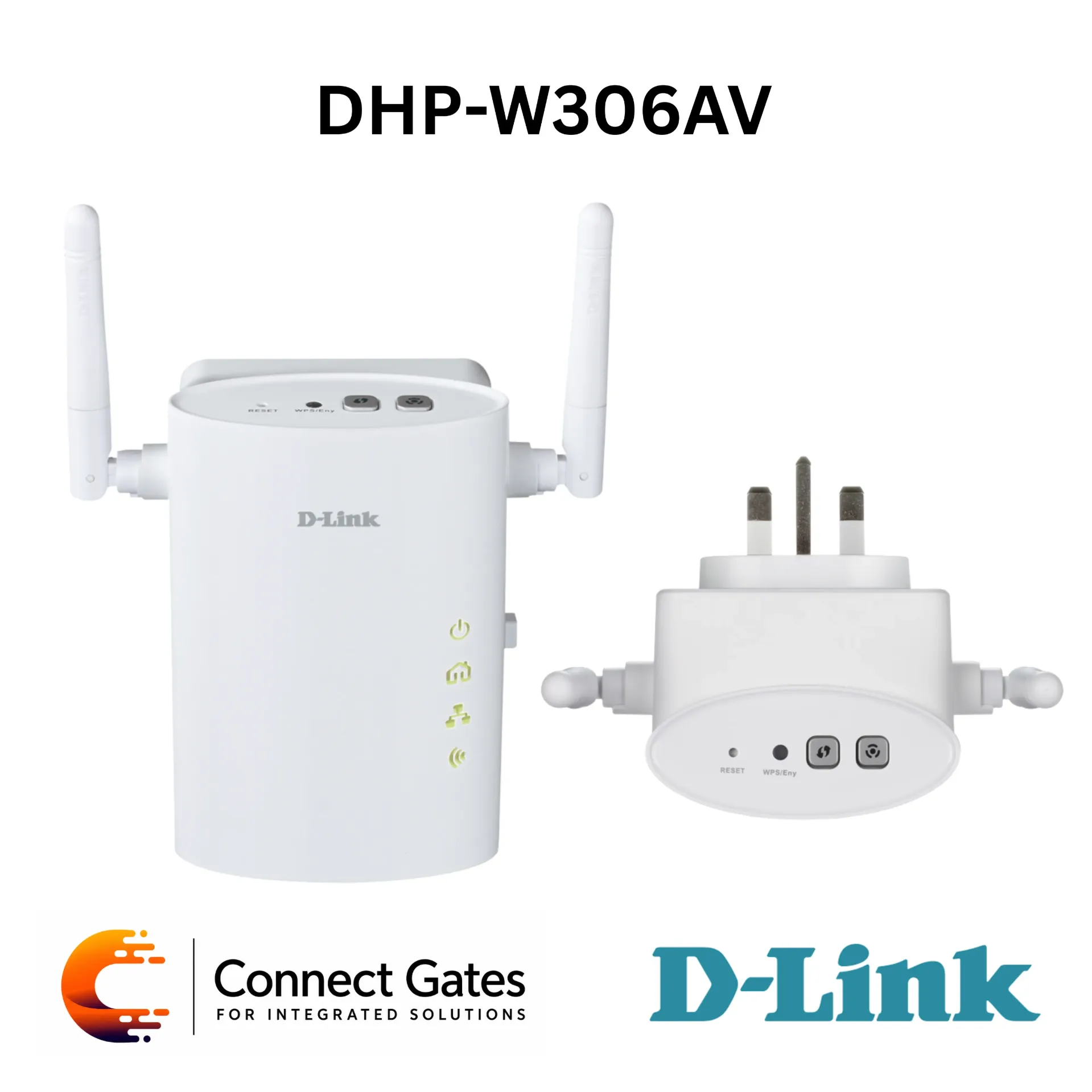 D-Link DHP-W306AV – PowerLine AV Wireless N Extender with 200Mbps Powerline Speed, Wireless N, 10/100 Ethernet Port, HomePlug AV, WPS, WPA/WPA2, 128-bit AES Encryption & QoS