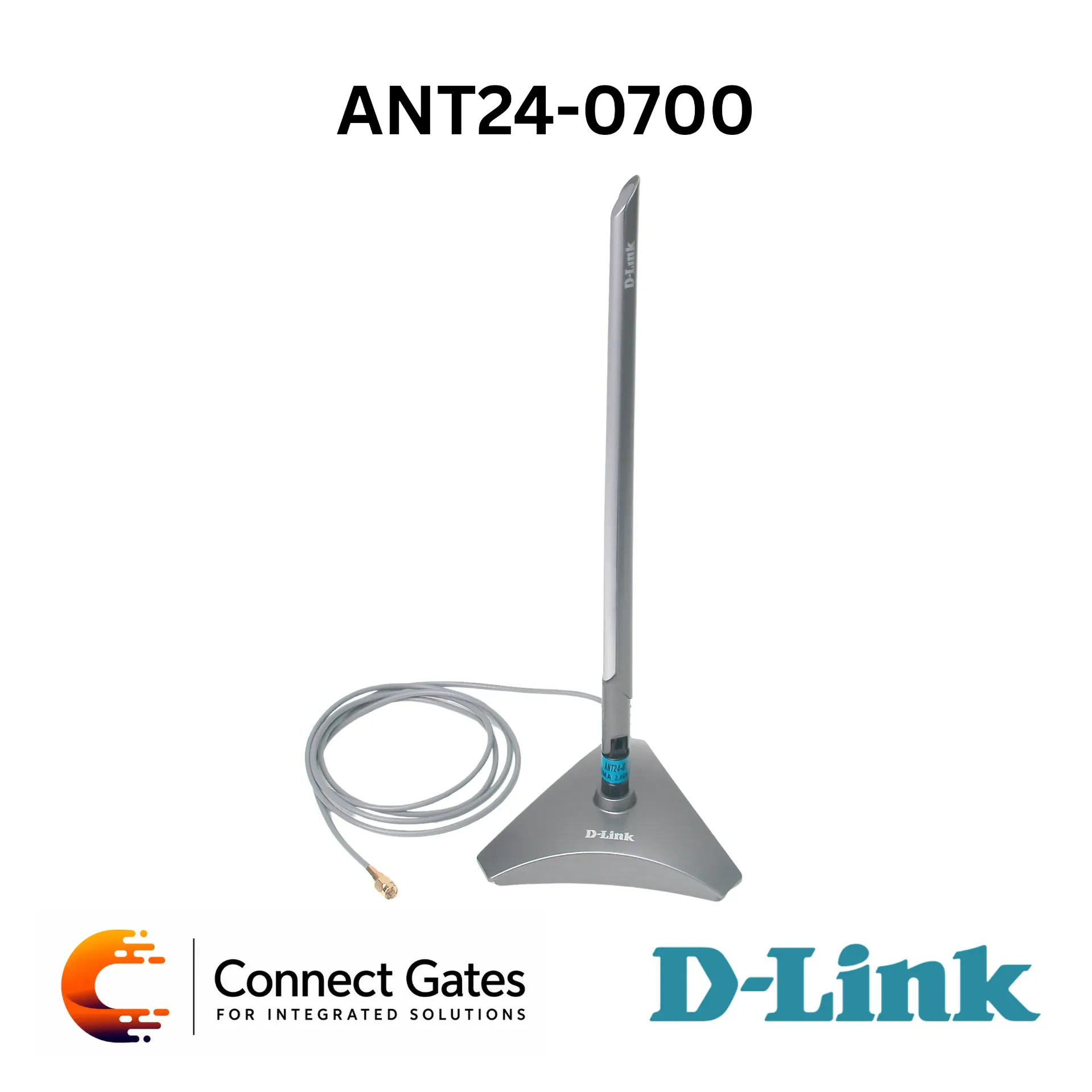 [ANT24-0700] D-Link ANT24-0700 – Indoor 7dBi High Gain Omni-Directional Antenna for 2.4GHz Wireless LAN with RP-SMA Connector, RP-TNC Adapter, 360° Coverage, 1.5m Extension Cable & Flexible Mounting