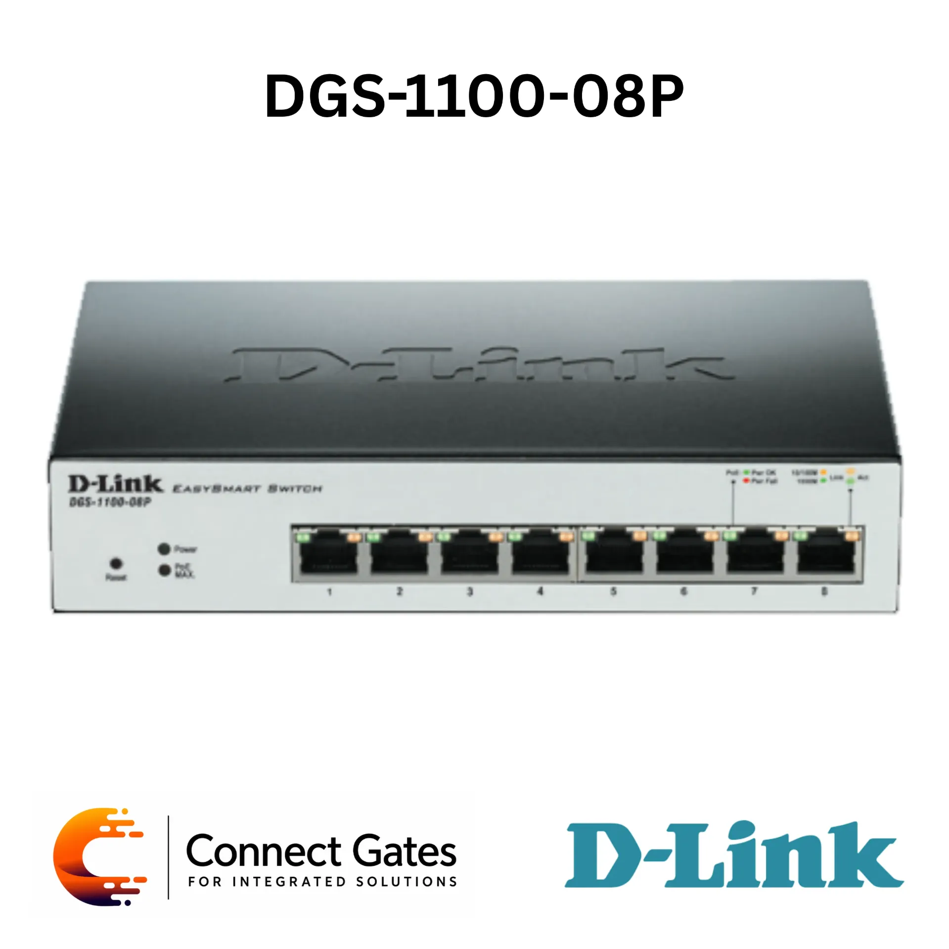 D-Link DGS-1100-08P – 8-Port Gigabit PoE Smart Switch with 64W PoE Budget