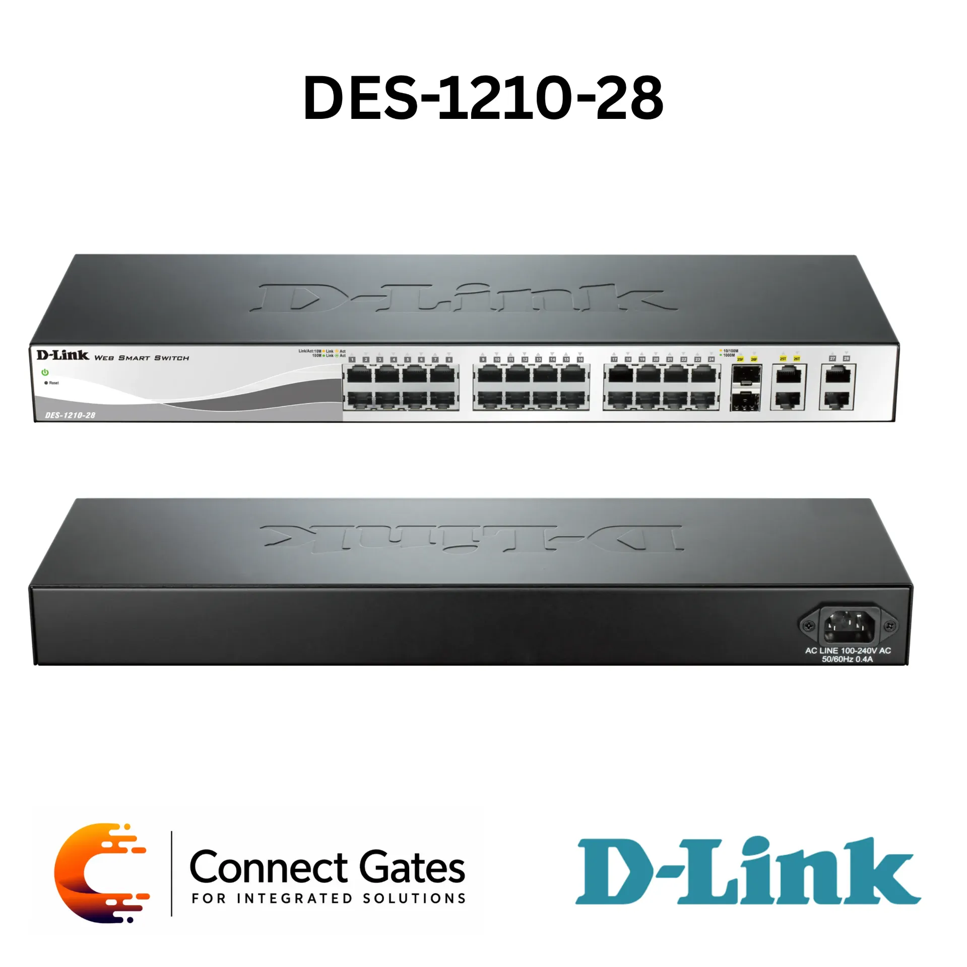 D-Link DES-1210-28 – 24-Port Fast Ethernet Web Smart Switch with 2 × Gigabit Ports & 2 × Combo SFP Ports