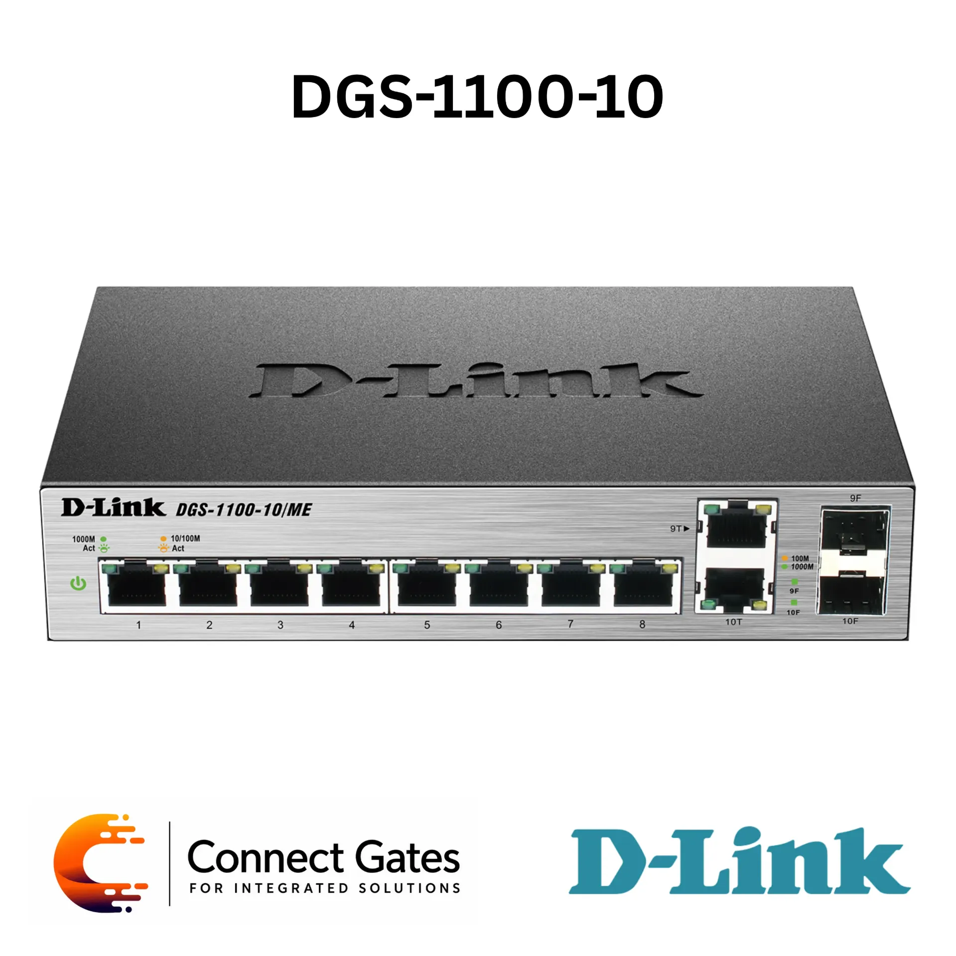 D-Link DGS-1100-10/ME – 8-Port Gigabit Managed L2 Metro Ethernet Switch with 2 × Combo SFP Uplink Ports