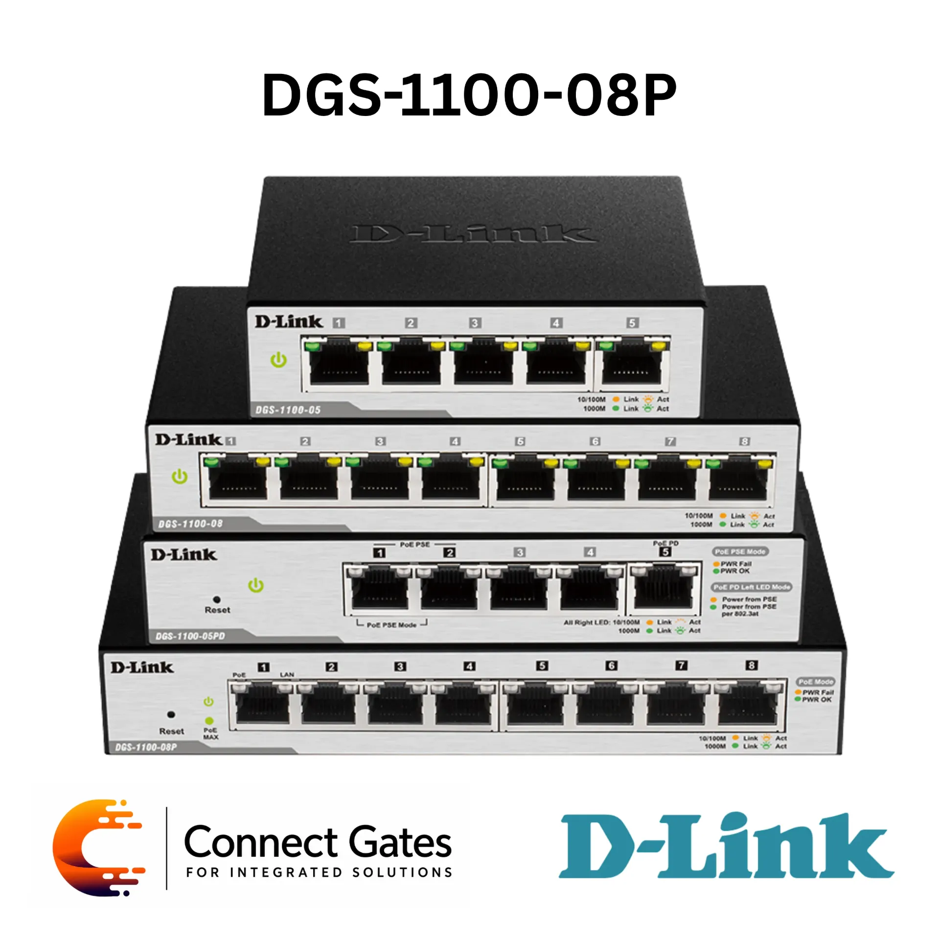 D-Link DGS-1100-08P – 8-Port Gigabit PoE Smart Managed Switch with 64W PoE Budget