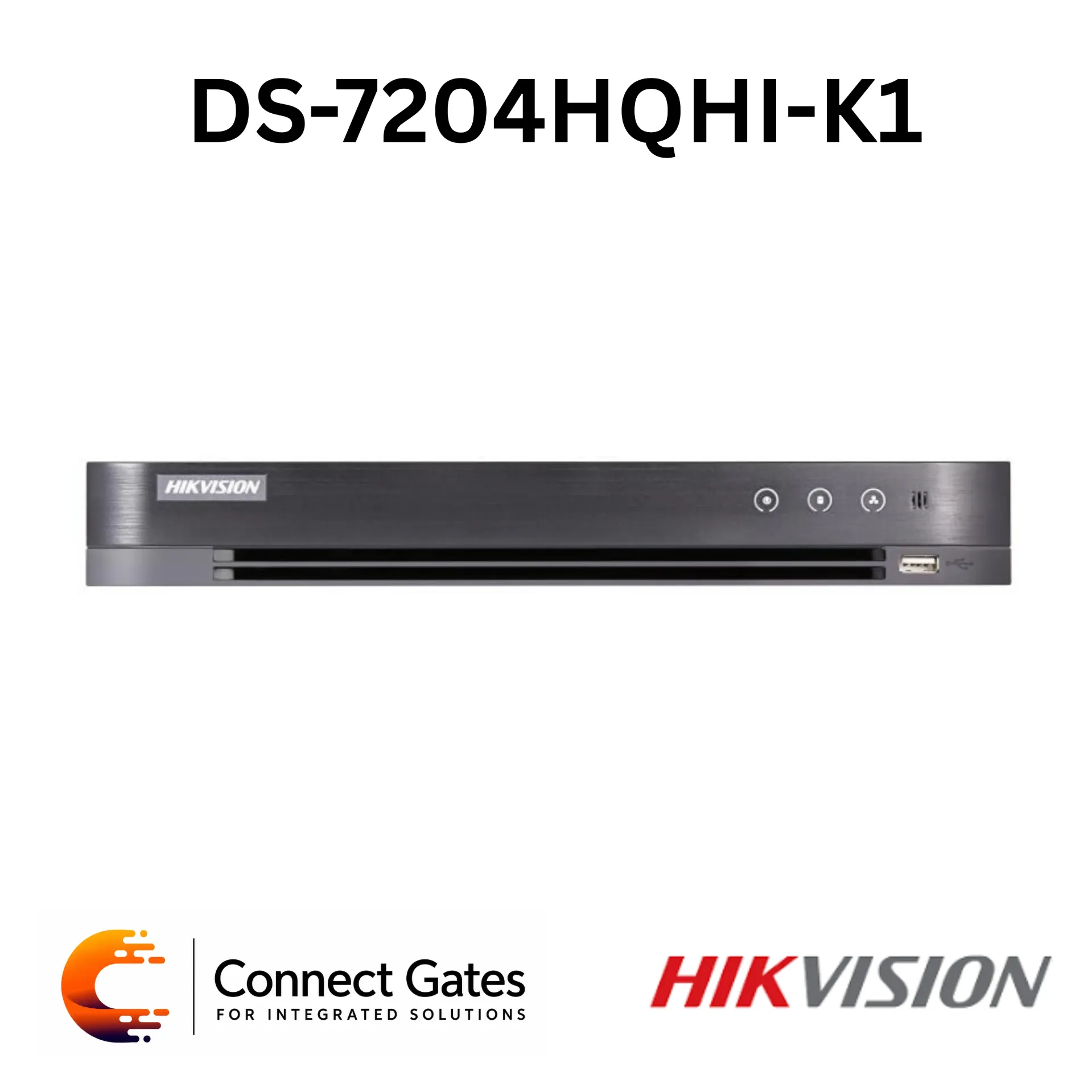 Hikvision DS-7204HQHI-K1 – 4-Channel Turbo HD DVR with 4MP Lite Recording, 5-Channel IP Camera Support, H.265 Pro+, 10TB HDD Support & HDMI/VGA Output