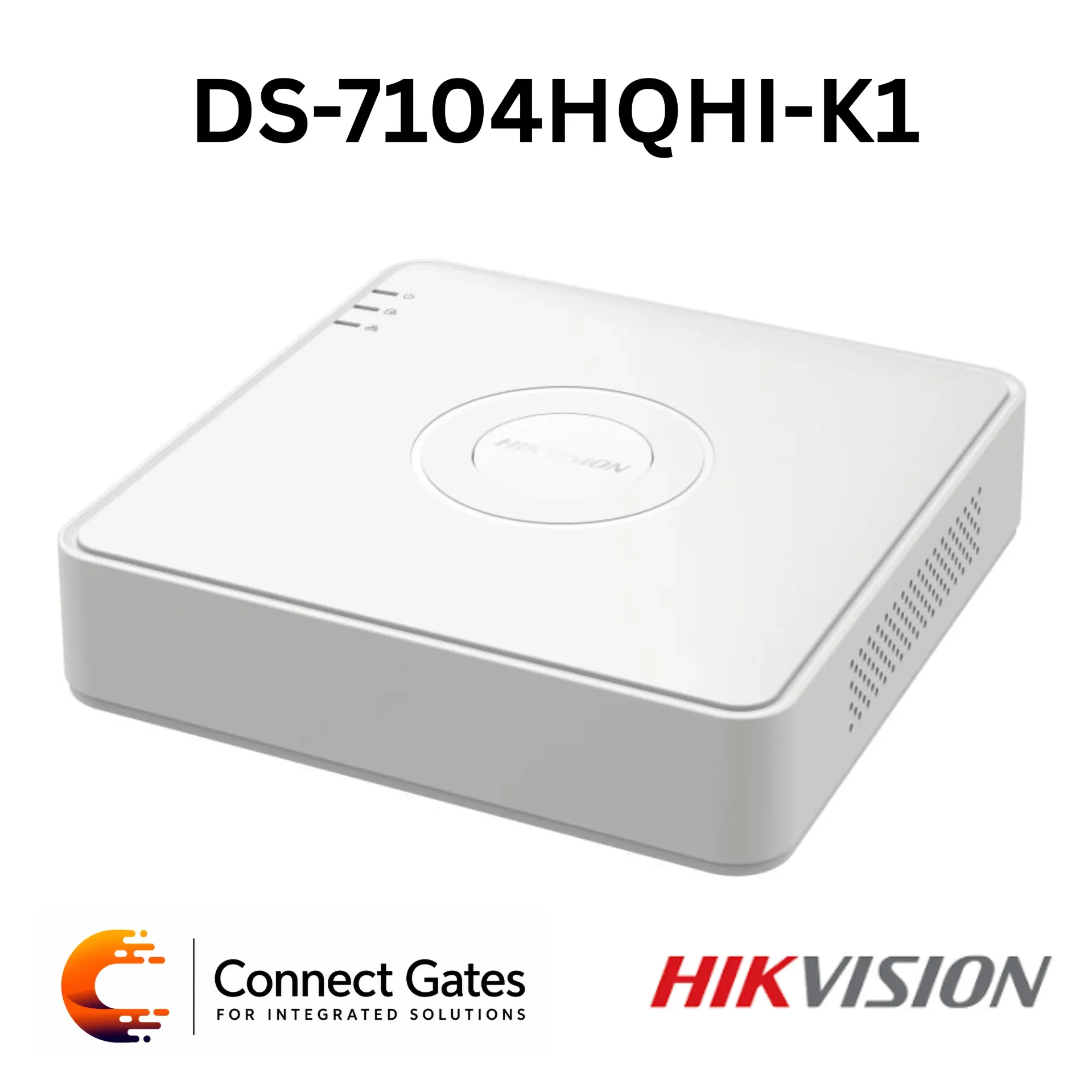 Hikvision DS-7104HQHI-K1 – 4-Channel Turbo HD DVR with 4MP Lite Recording, 1 IP Camera Support, H.265+, 6TB HDD Support & HDMI/VGA Output
