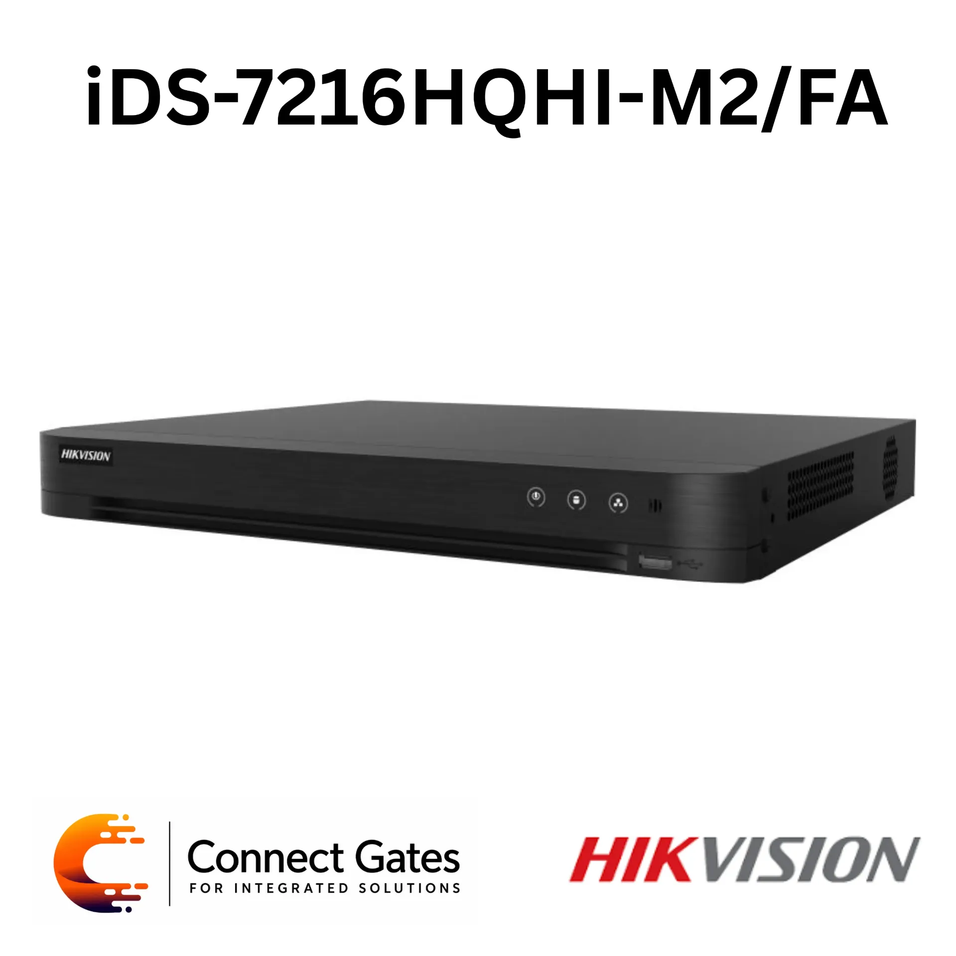 Hikvision iDS-7216HQHI-M2/FA – 16-Channel Turbo AcuSense DVR with Facial Recognition, 24 IP Camera Support, 2 SATA HDD Bays & RS-485