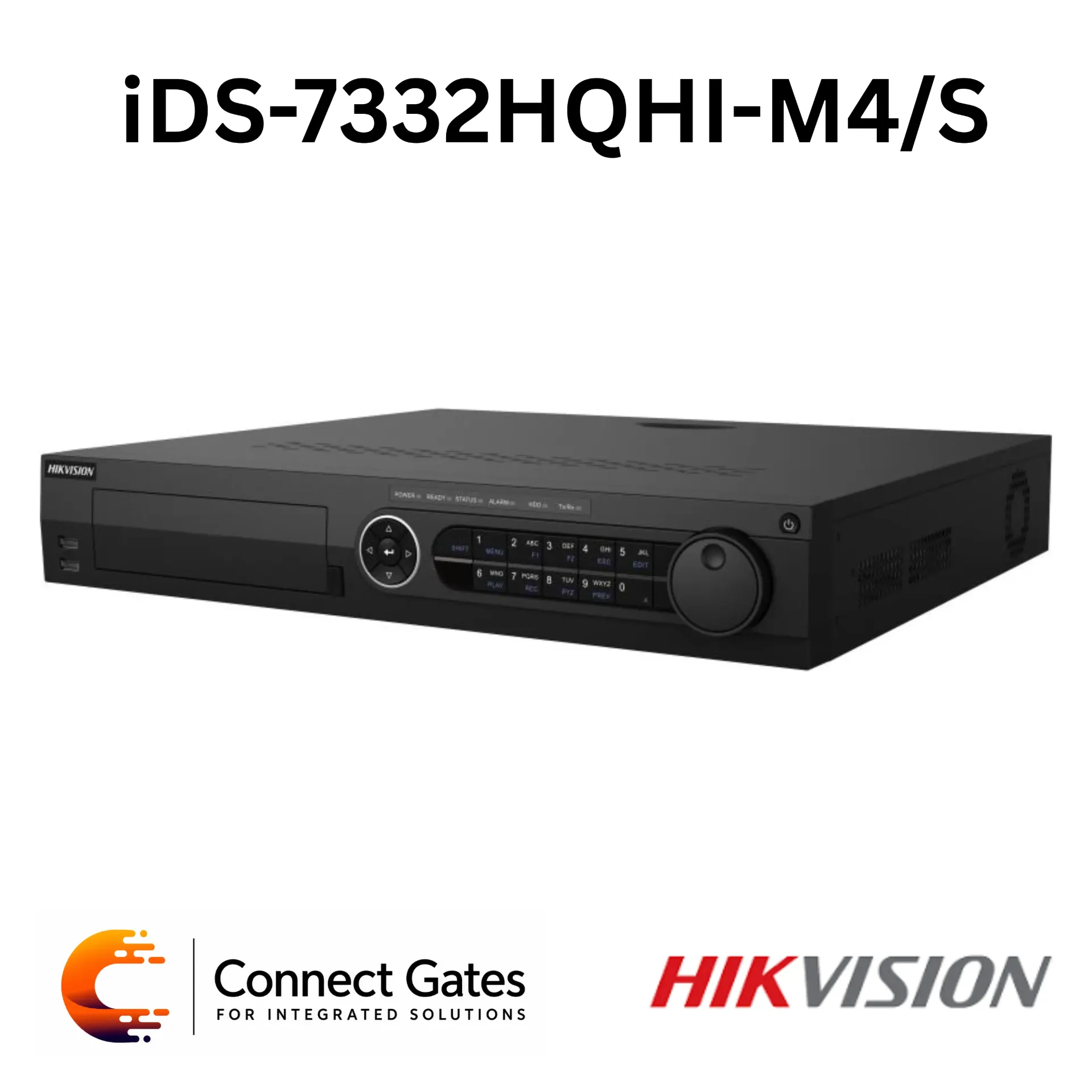 Hikvision iDS-7332HQHI-M4/S – 32-Channel 1080p AcuSense DVR with 48 IP Camera Support, 4 SATA HDD Bays, eSATA & Dual LAN