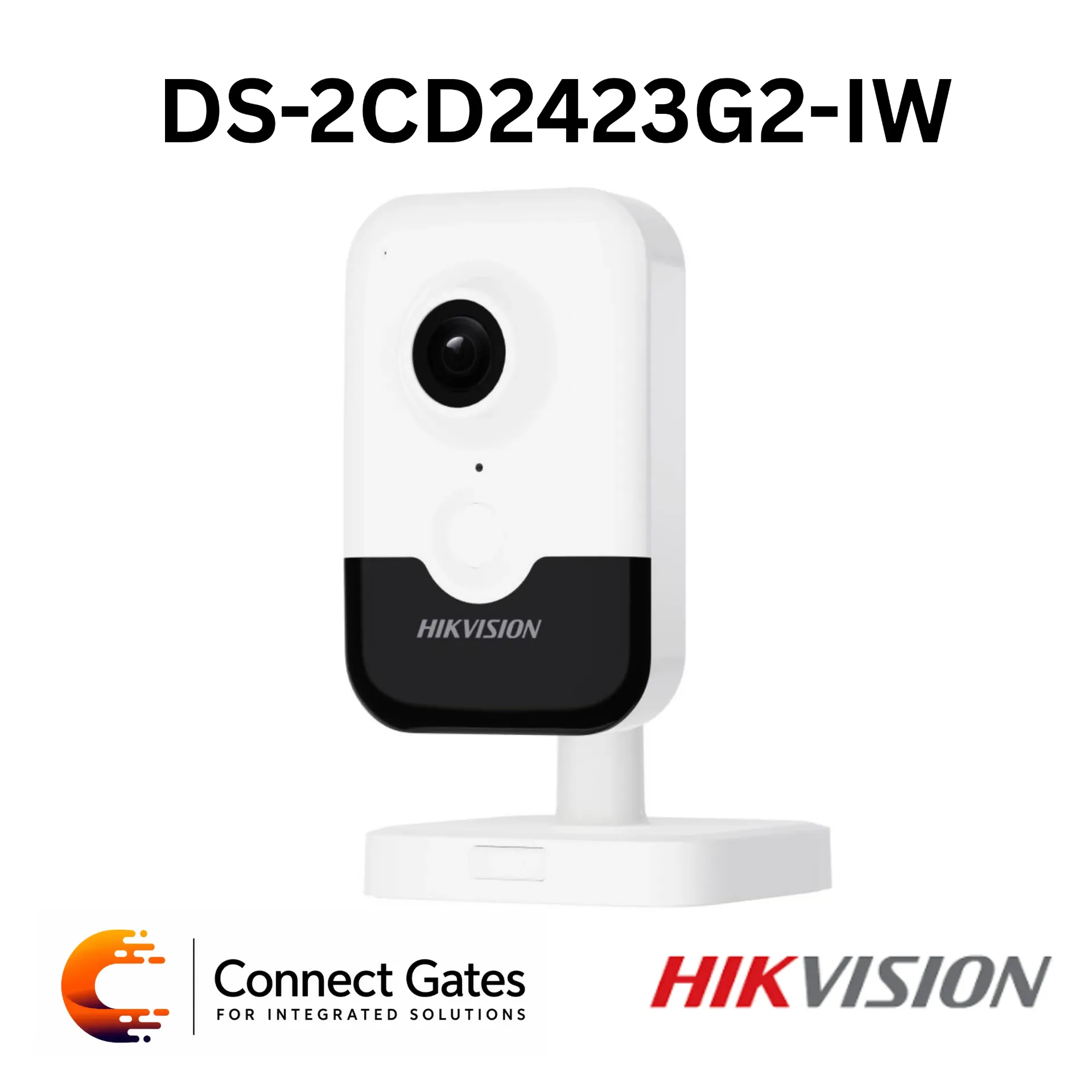 Hikvision DS-2CD2423G2-IW – 2MP Fixed Cube Network Camera with Human Classification, Built-in Two-Way Audio, Wi-Fi, 10m IR, microSD Storage & Digital WDR