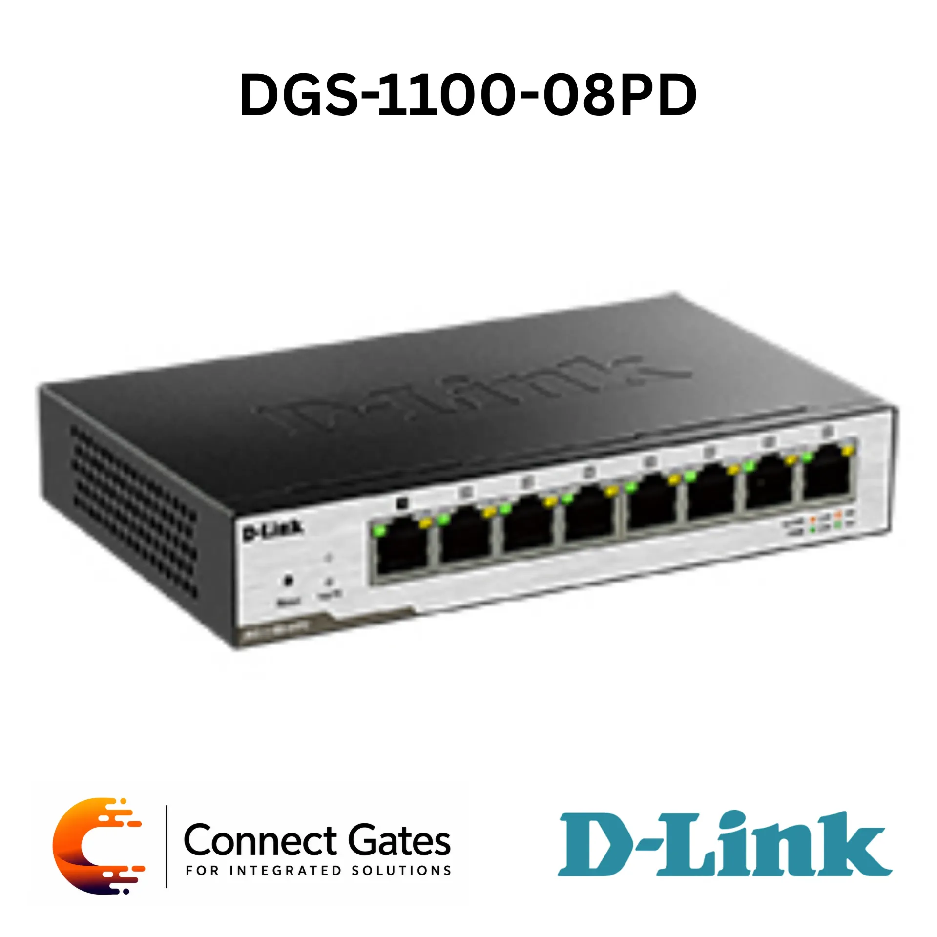 D-Link DGS-1100-08PD – 8-Port Gigabit Smart Managed Switch with PoE-Powered PD Port, Web GUI, VLAN, Surveillance VLAN & Fanless Desktop Design