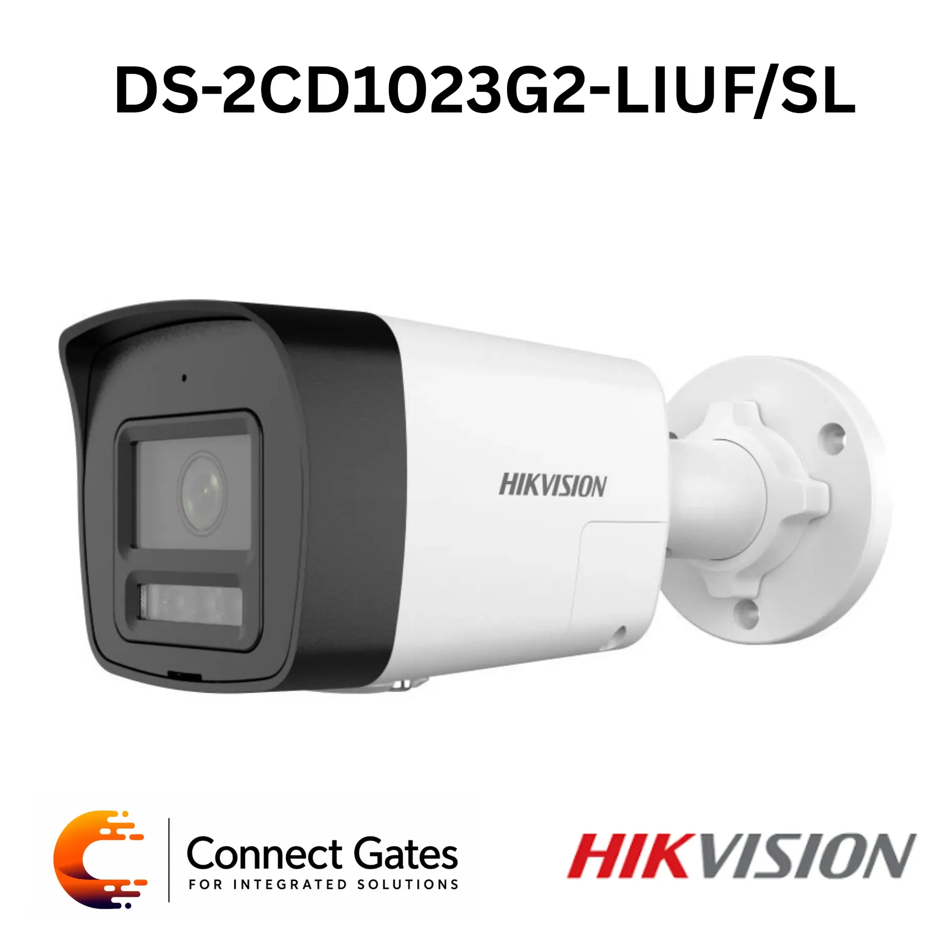 Hikvision DS-2CD1023G2-LIUF/SL – 2MP Smart Hybrid Light Fixed Bullet Network Camera with Human & Vehicle Detection, Two-Way Audio, 512GB microSD, 30m IR/White Light & IP67