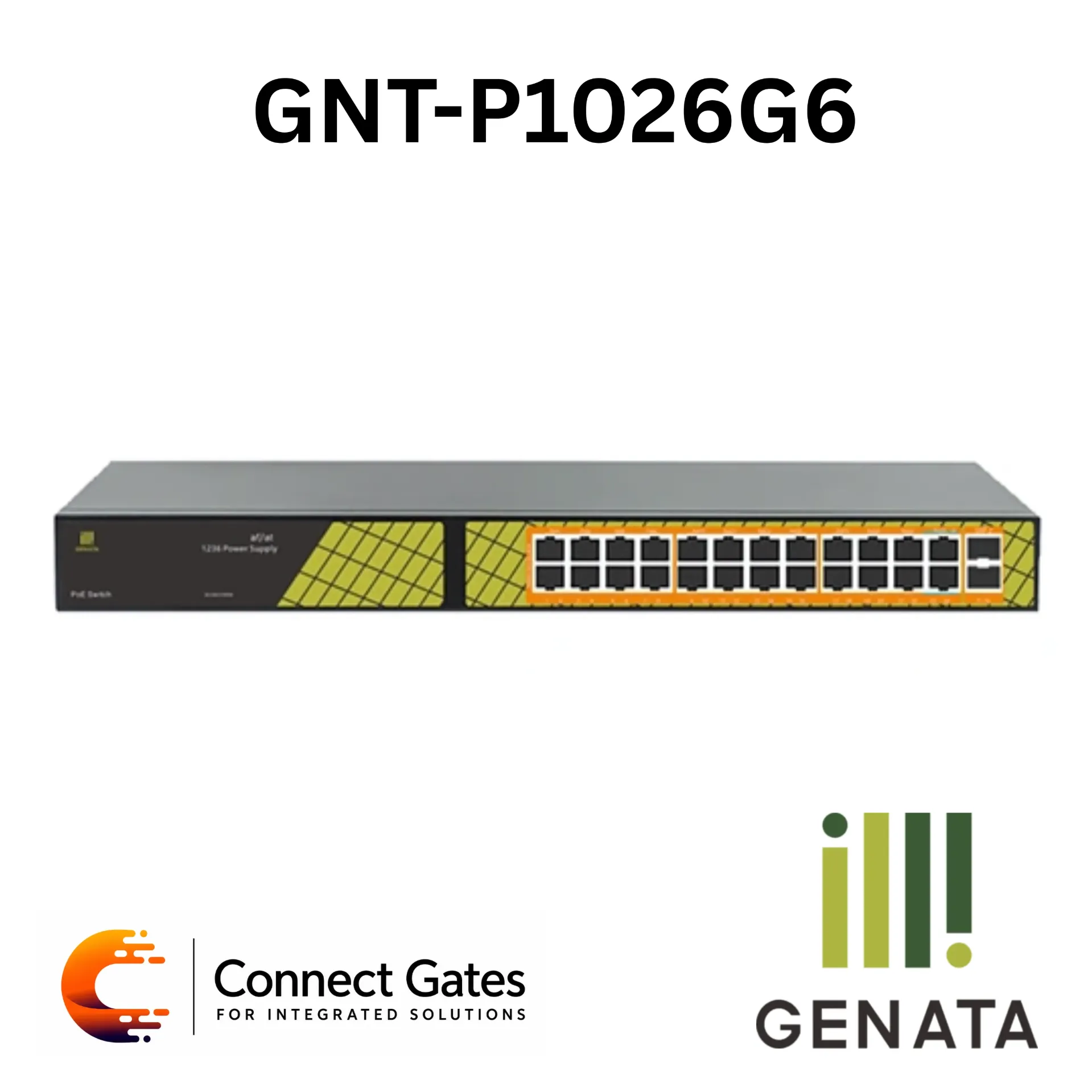 ConexPro GNT-P1026G6 – 24-Port Gigabit AI PoE Switch with 2 Gigabit SFP Ports, 300W PoE Budget, AI Watchdog, 60W bt PoE & 6KV Lightning Protection