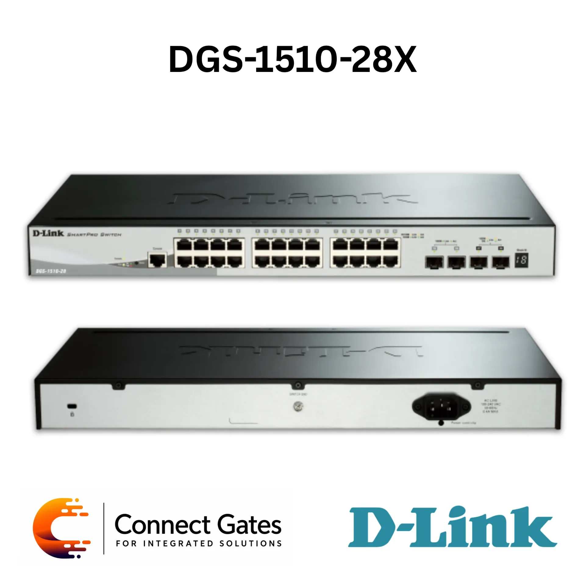 D-Link DGS-1510-28X – 24-Port Gigabit Stackable Smart Managed Switch with 4 × 10G SFP+ Uplink / Stacking Ports, Static Routing, VLAN & Layer 3 Lite Features