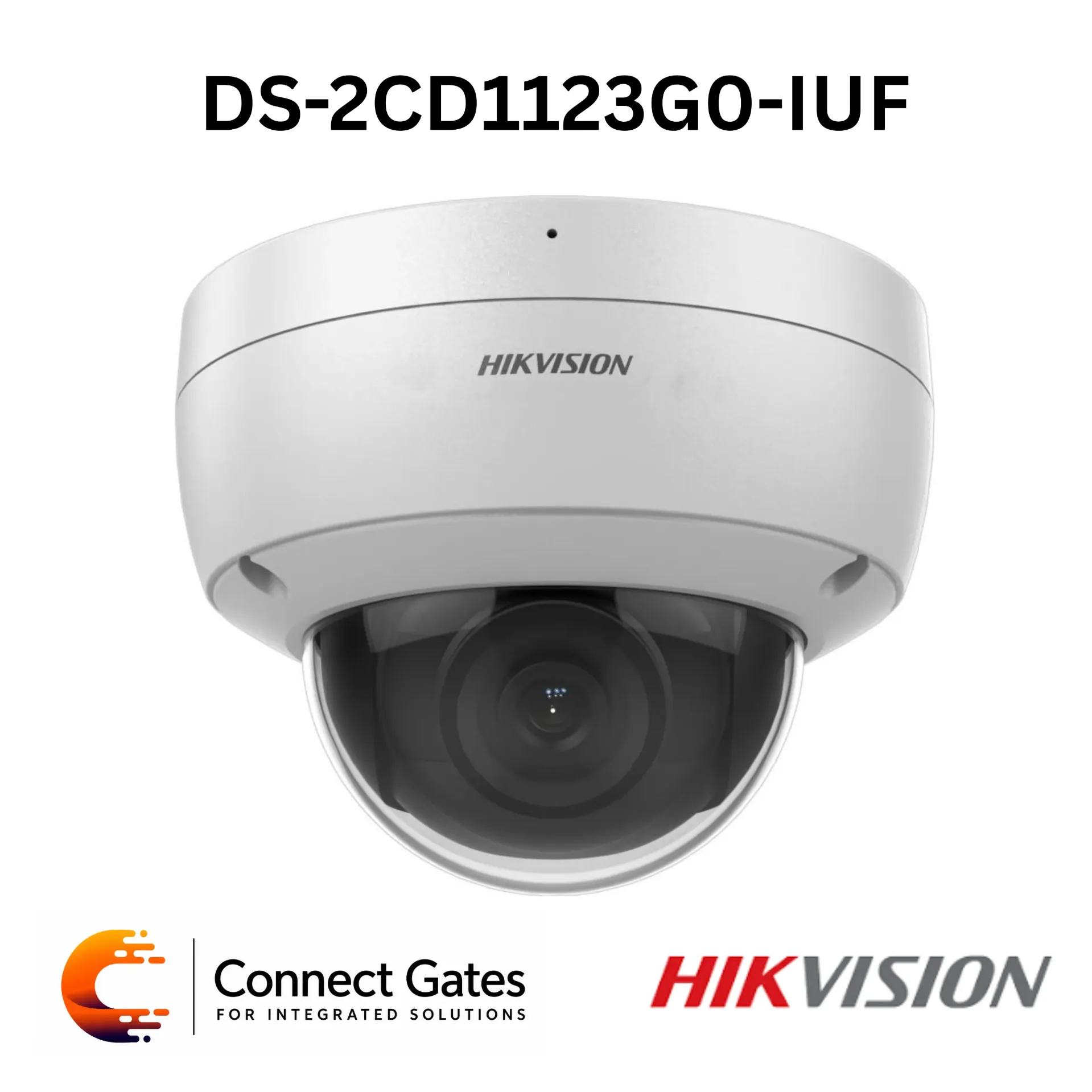 Hikvision DS-2CD1123G0-IUF – 2MP Built-in Mic Fixed Dome Network Camera with EXIR 2.0, 30m IR, 256GB microSD, H.265+, Digital WDR, IP67 & IK10