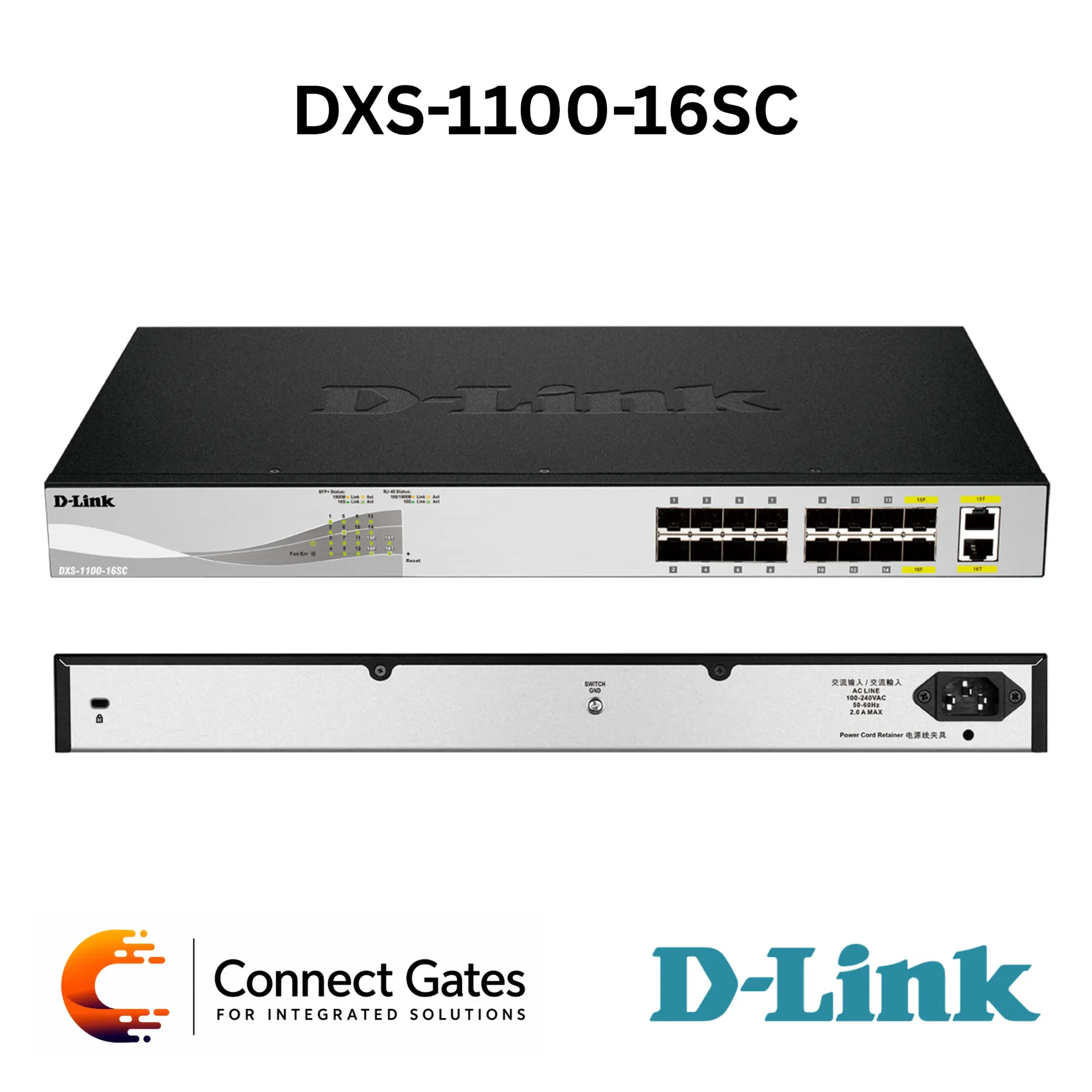 D-Link DXS-1100-16SC – 16-Port 10 Gigabit Smart Managed Switch with 14 × SFP+ Ports, 2 × 10G Combo Ports, 320Gbps Switching Capacity, VLAN & Auto Surveillance VLAN