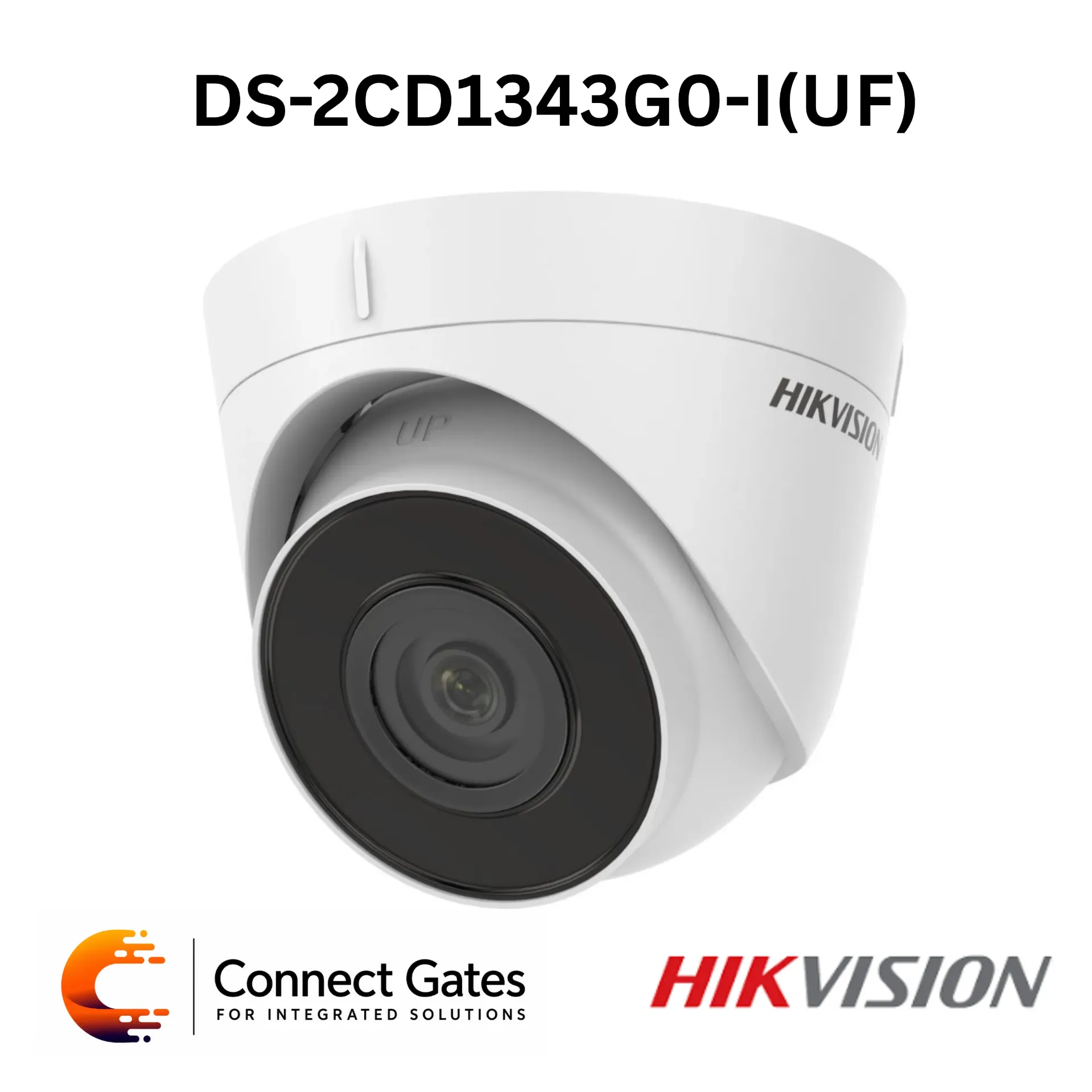 Hikvision DS-2CD1343G0-IUF – 4MP Fixed Turret Network Camera with EXIR 2.0, 30m IR, 120dB WDR, H.265+, PoE & IP67