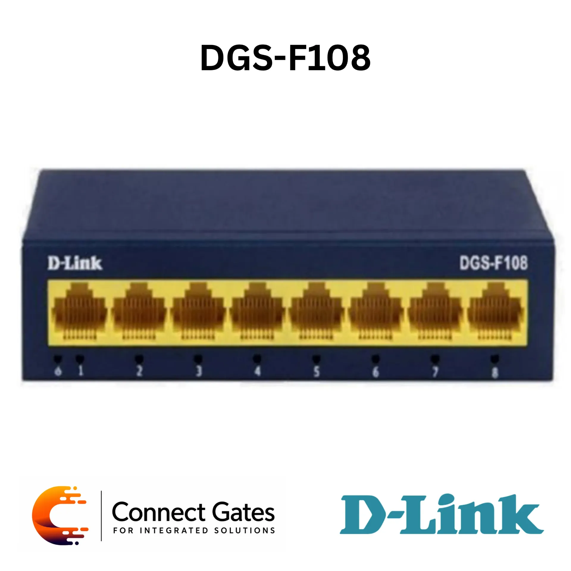 D-Link DGS-F108 – 8-Port Gigabit Unmanaged Switch with 10/100/1000 Mbps RJ45 Ports, 16Gbps Switching Bandwidth, QoS & IGMP Snooping