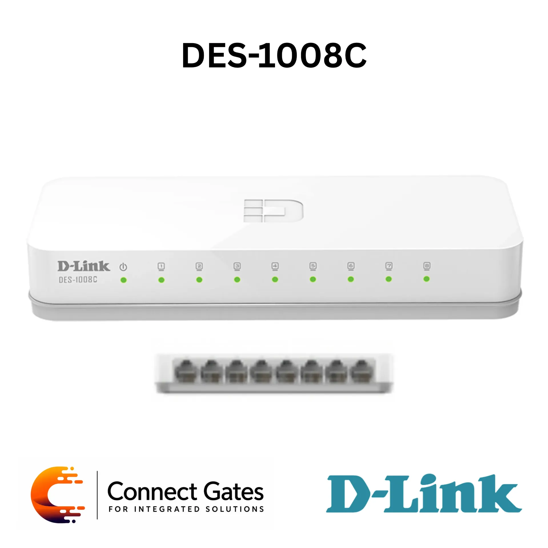 D-Link DES-1008C – 8-Port 10/100 Mbps Unmanaged Switch with Plug-and-Play Installation, 1.6Gbps Switching Capacity & Energy-Efficient Ethernet