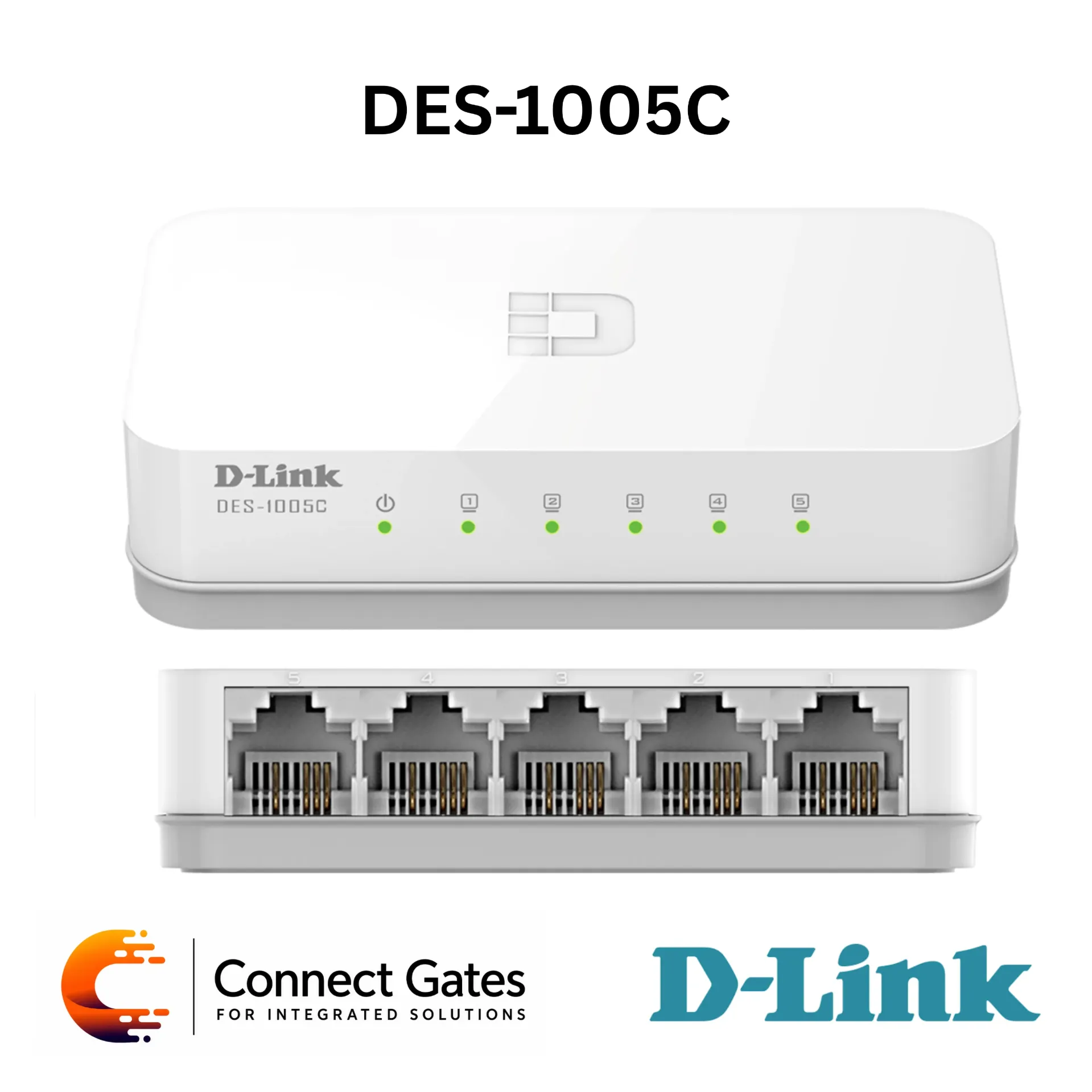 D-Link DES-1005C – 5-Port 10/100 Mbps Unmanaged Switch with Plug-and-Play Installation, 1Gbps Switching Fabric & Energy-Efficient Ethernet