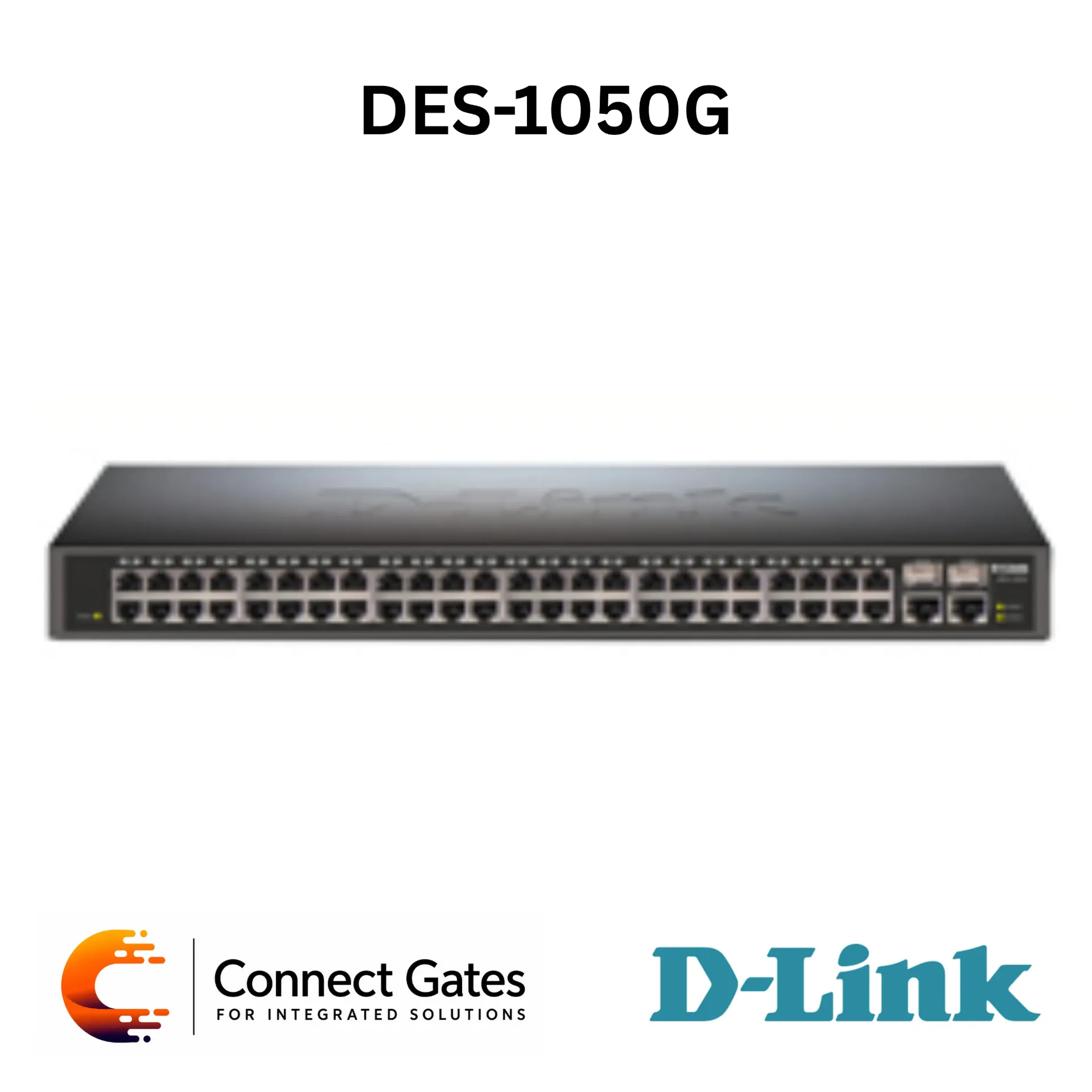 D-Link DES-1050G – 48-Port Fast Ethernet Unmanaged Switch with 2 × Gigabit Combo RJ45/SFP Ports, 13.6Gbps Switching Capacity & 19-Inch Rackmount Design