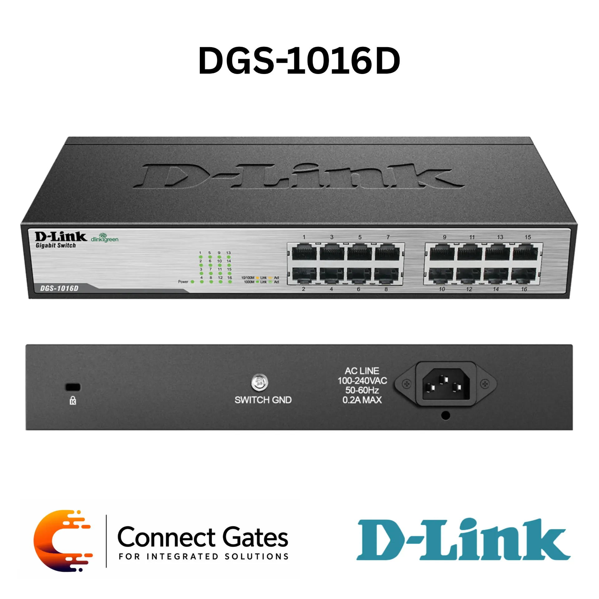 D-Link DGS-1016D – 16-Port Gigabit Desktop/Rackmountable Switch with 32Gbps Switching Capacity, QoS, Jumbo Frames, Cable Diagnostics & D-Link Green Technology
