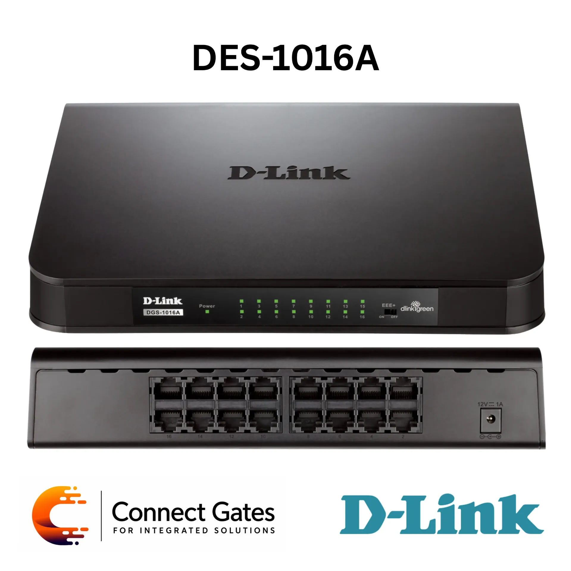 D-Link DES-1016A – 16-Port 10/100 Mbps Unmanaged Switch with D-Link Green Technology, 3.2Gbps Switching Fabric, QoS & Plug-and-Play Installation