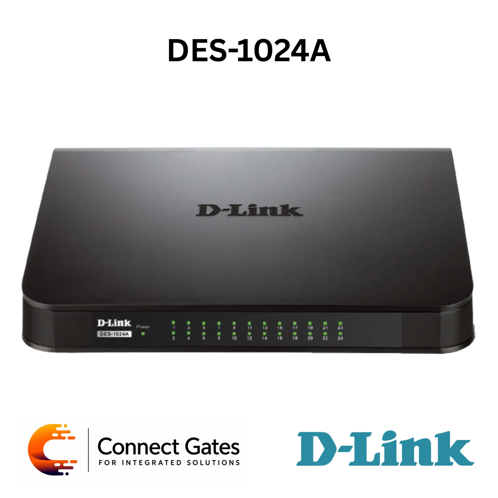 D-Link DES-1024A – 24-Port 10/100 Mbps Unmanaged Switch with Energy-Efficient Ethernet, Flow Control & Plug-and-Play Installation