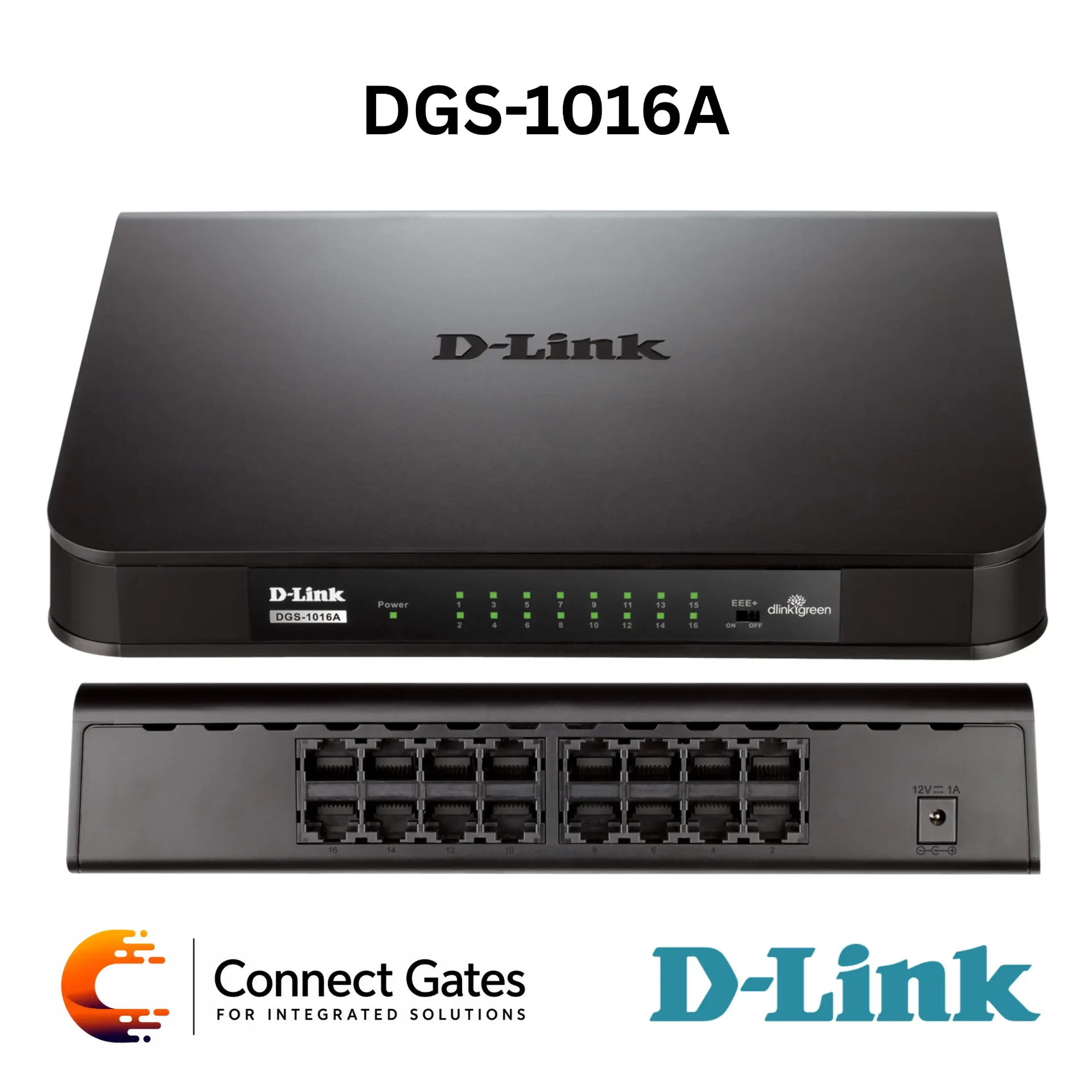 D-Link DGS-1016A – 16-Port Gigabit Unmanaged Switch with 10/100/1000 Mbps Ports, Fanless Design, Jumbo Frames & D-Link Green Technology