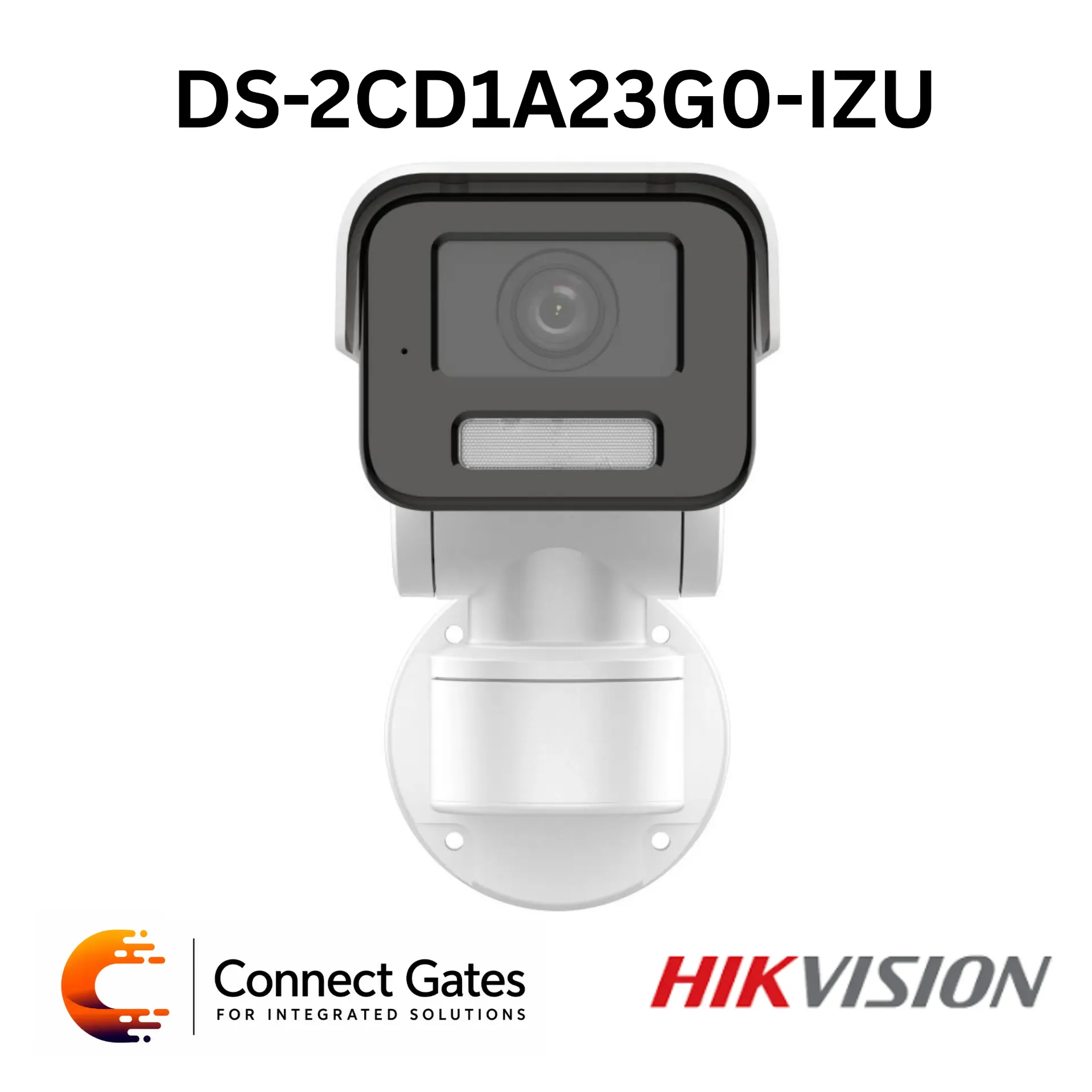 Hikvision DS-2CD1A23G0-IZU – 2MP Varifocal Bullet PT Network Camera with Motorized 2.8–12mm Lens, Pan/Tilt, 50m EXIR 2.0 IR, Built-in Mic, 120dB WDR, H.265+, PoE & IP66