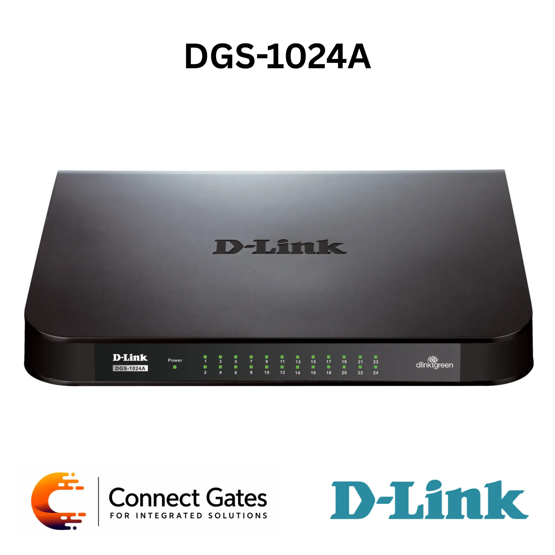 D-Link DGS-1024A – 24-Port Gigabit Unmanaged Switch with 10/100/1000 Mbps Ports, Fanless Design, Jumbo Frames & D-Link Green Technology