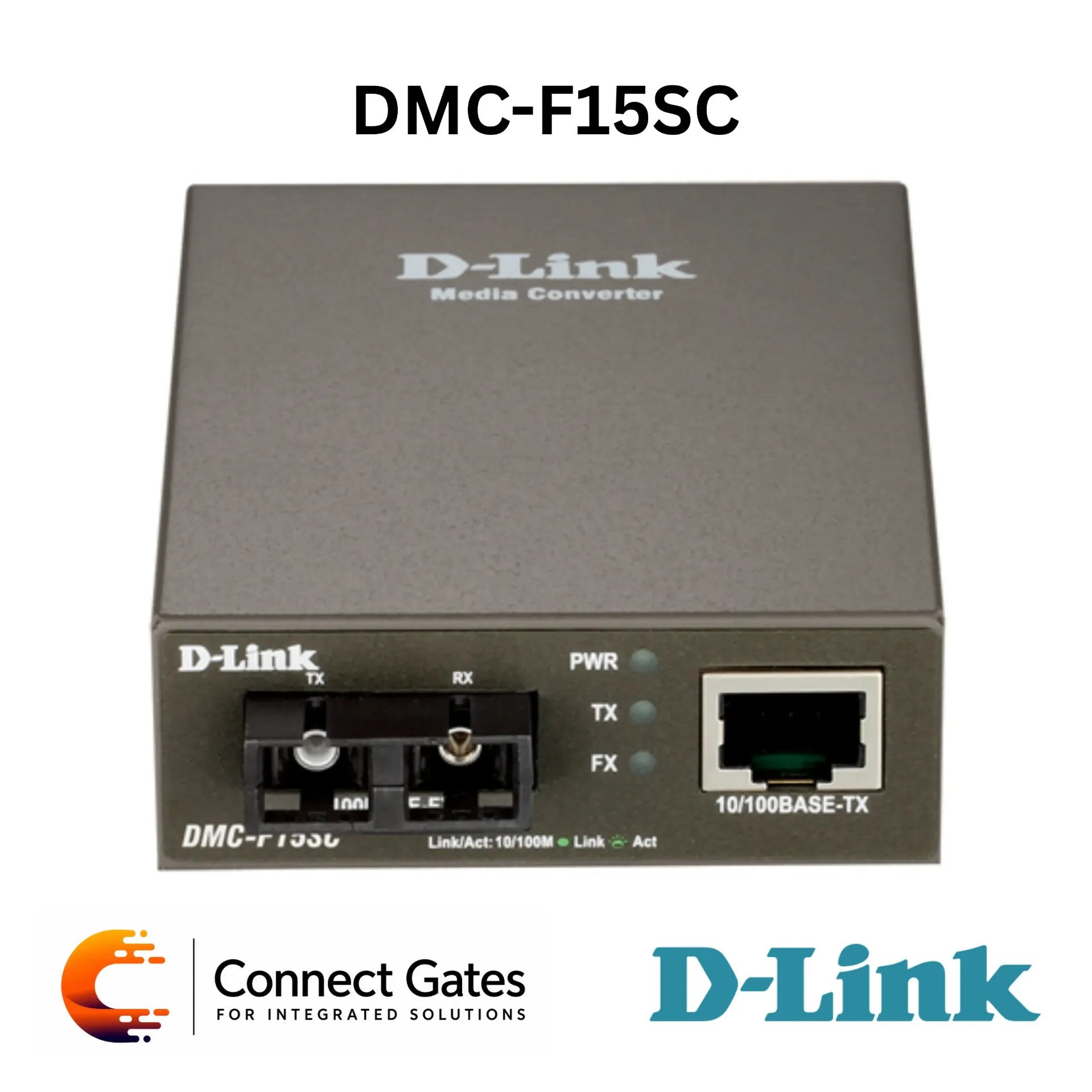 D-Link DMC-F15SC – 10/100BASE-TX to 100BASE-FX SC Single-Mode Standalone Media Converter, 15km Fiber Distance, Auto MDI/MDIX & Plug-and-Play Design