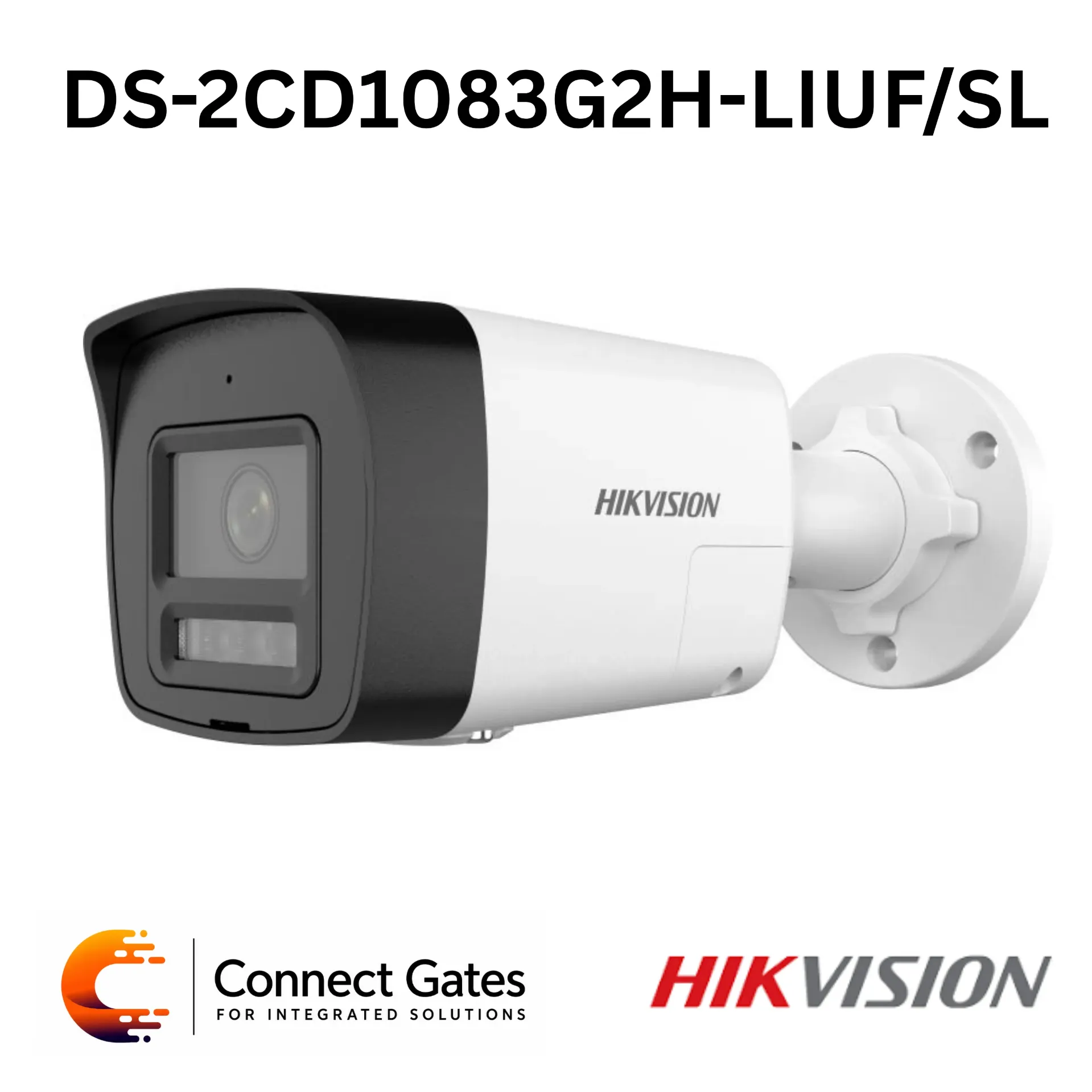 Hikvision DS-2CD1083G2H-LIUF/SL – 8MP Smart Hybrid Light Fixed Bullet Network Camera with Human/Vehicle Detection, Two-Way Audio, Flashing Light, 512GB SD Support & IP67