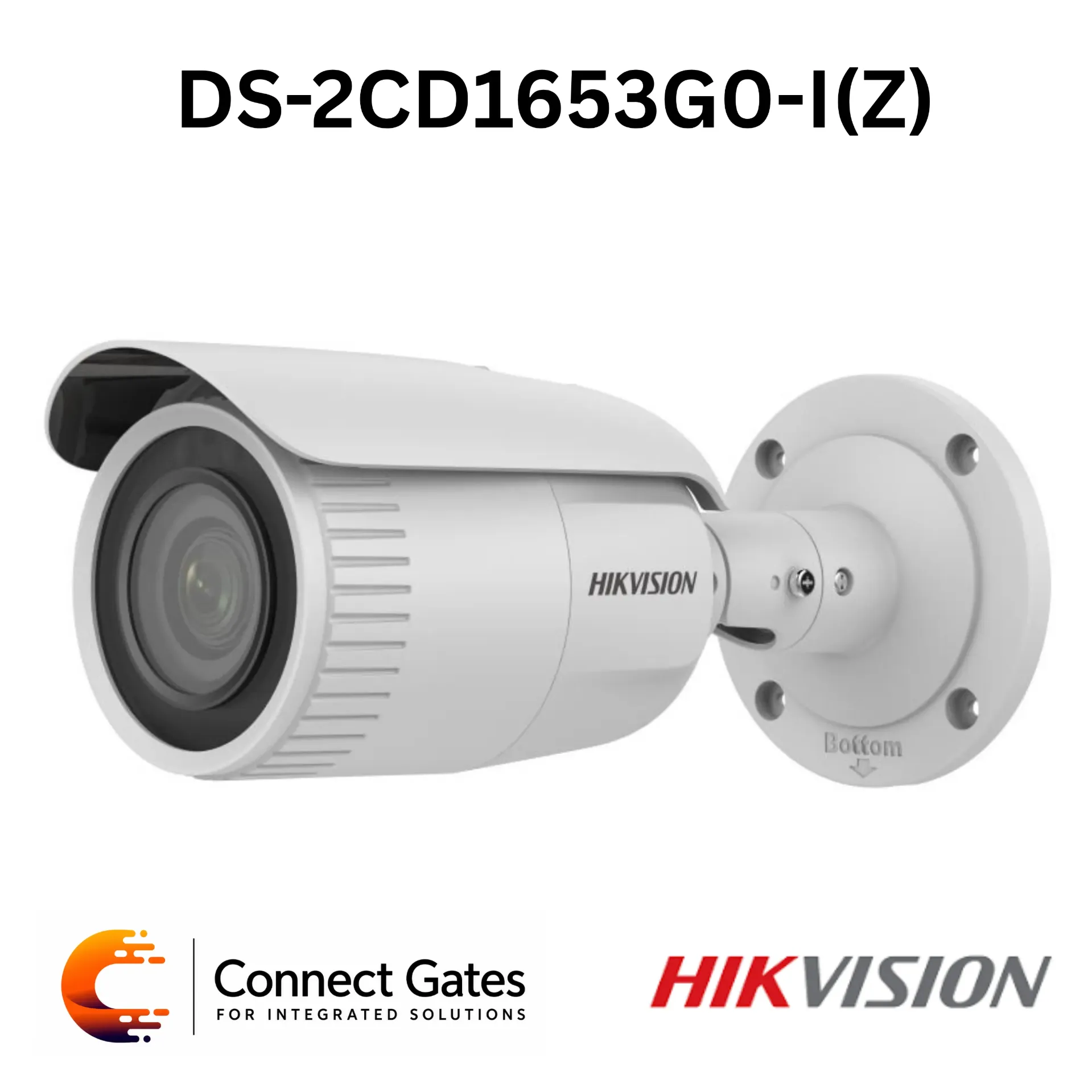 Hikvision DS-2CD1653G0-IZ – 5MP IR Varifocal Network Bullet Camera with Motorized 2.8–12mm Lens, 120dB WDR, IR 30m, 128GB SD Support & IP67