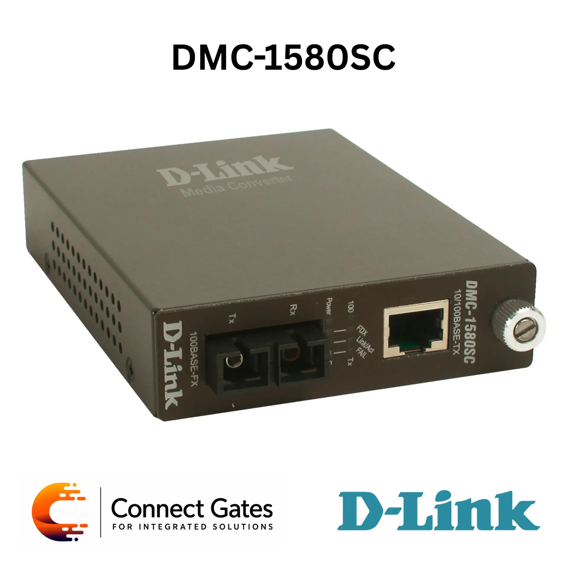 D-Link DMC-1580SC – 10/100BASE-TX to 100BASE-FX SC Single-Mode Smart Media Converter, 80km Fiber Distance, LLCF/LLR, Link Pass Through & Chassis Support