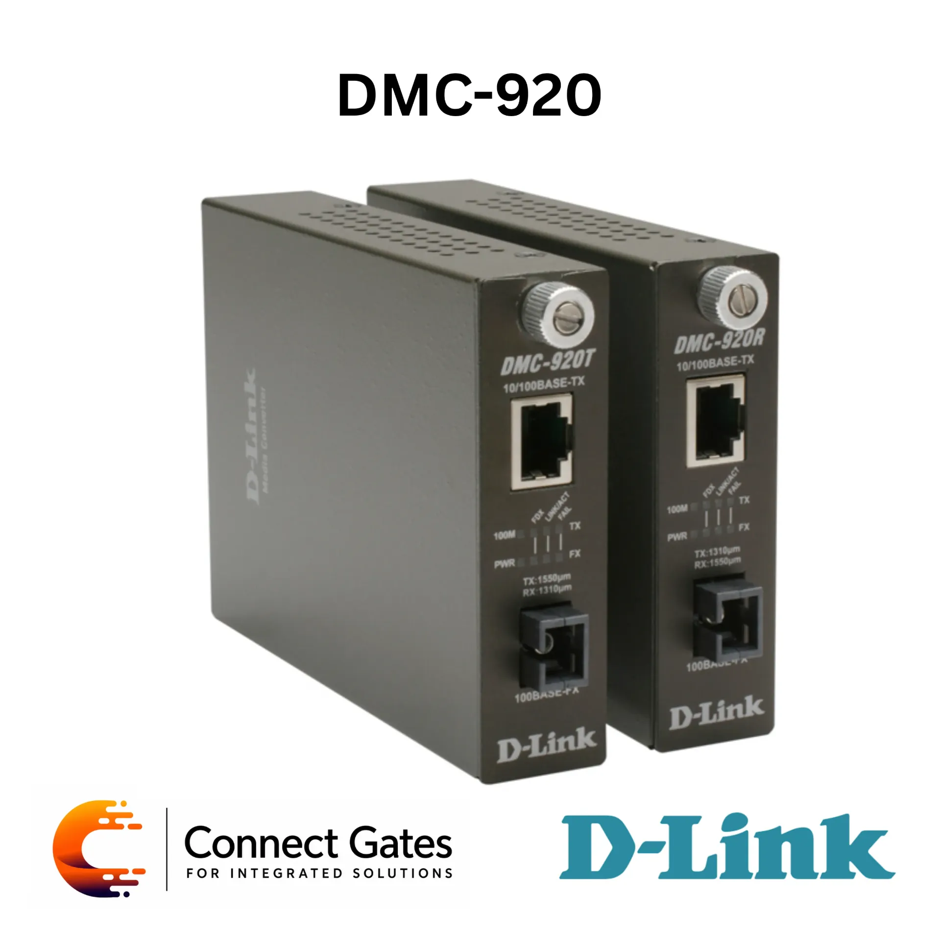 D-Link DMC-920 – 10/100BASE-TX to 100BASE-FX Single-Fiber Media Converter, 20km Single-Mode Distance, WDM TX/RX Pair, Auto MDI/MDIX & Chassis Support