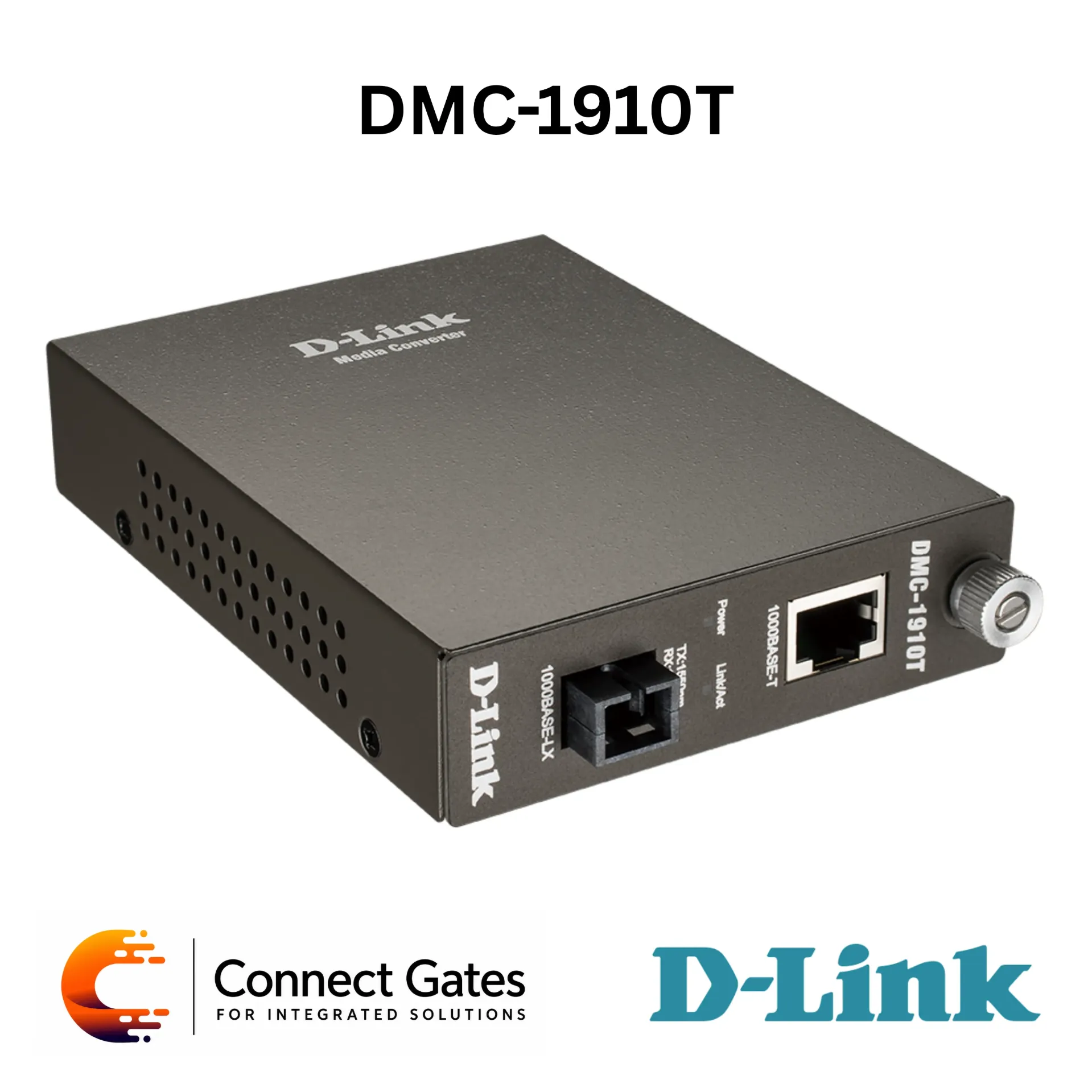 D-Link DMC-1910T – 10/100BASE-TX to 100BASE-FX SC Single-Mode Media Converter, 15km Fiber Distance, Metal Housing & DMC-1000 Chassis Support