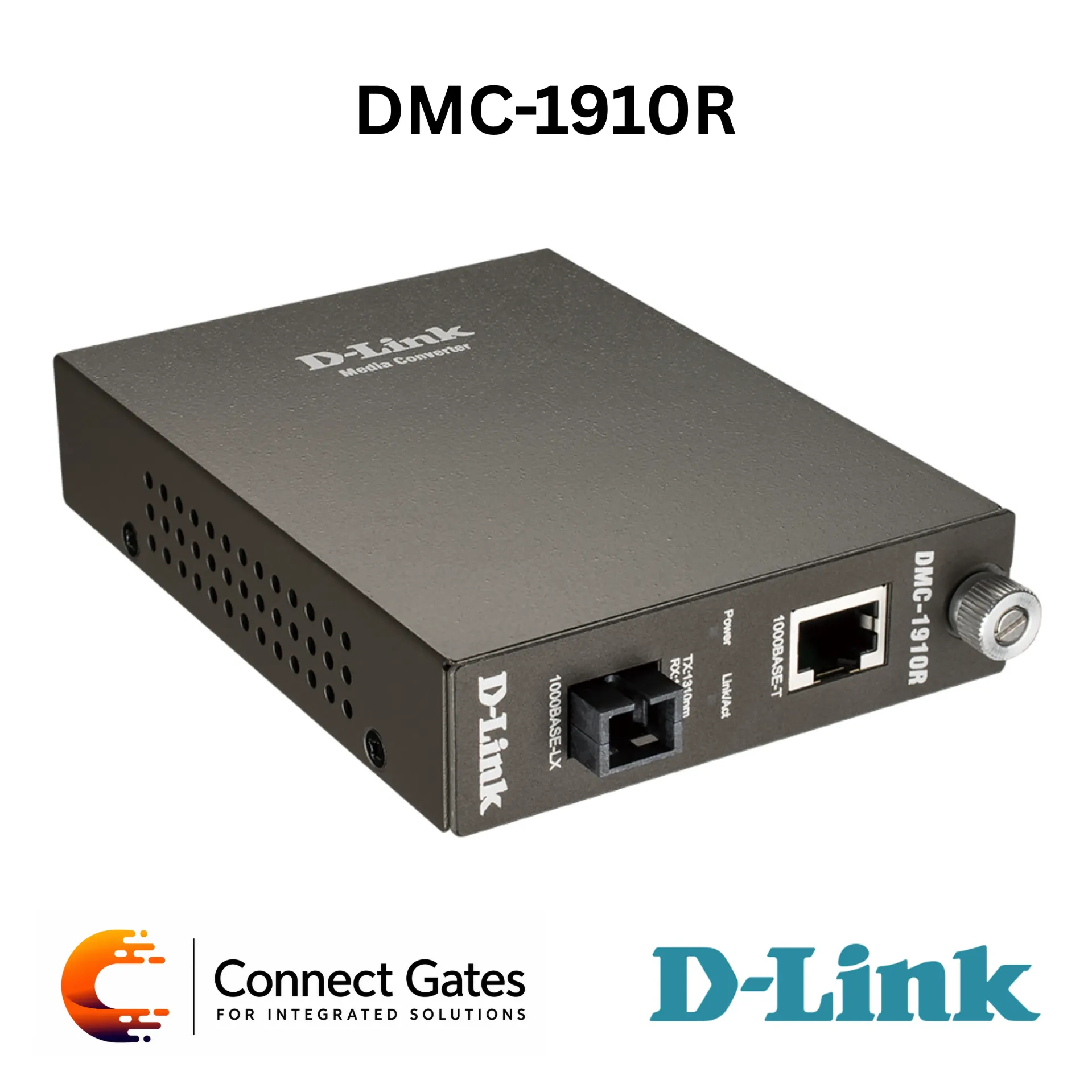 D-Link DMC-1910R – 10/100BASE-TX to 100BASE-FX SC Single-Mode Media Converter, 15km Fiber Distance, Metal Housing & DMC-1000 Chassis Support